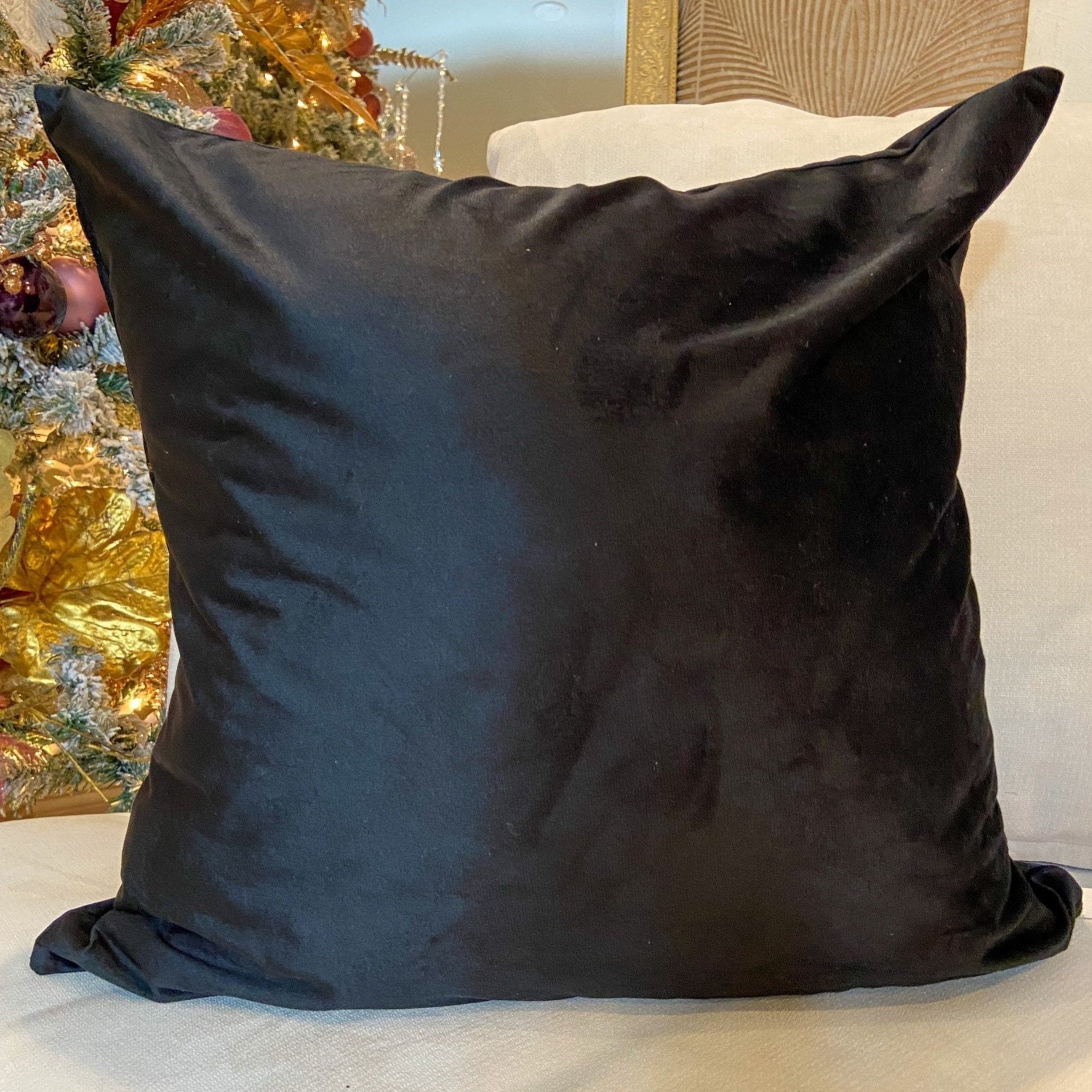Black Pillow Cover 20x20 | Throw Pillow Cover | Metallic Pillow | Gold Pillows | Glam Pillow | Decorative Pillow | Gold Throw Pillow Covers - DiamondValeDecor