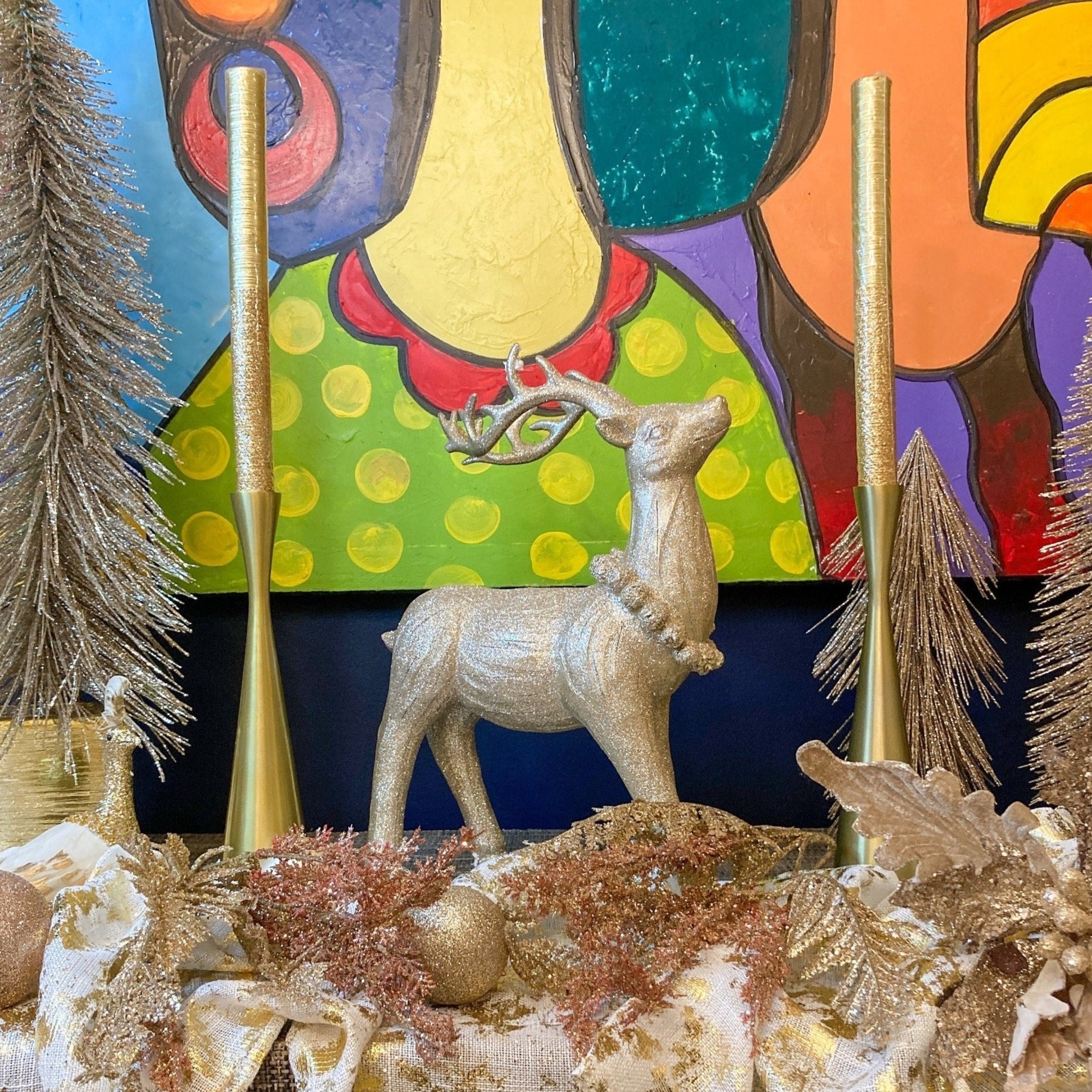 Champagne or Silver Reindeer (13") | Holiday Table Decor | Metallic Decor | Glam Christmas - DiamondValeDecor