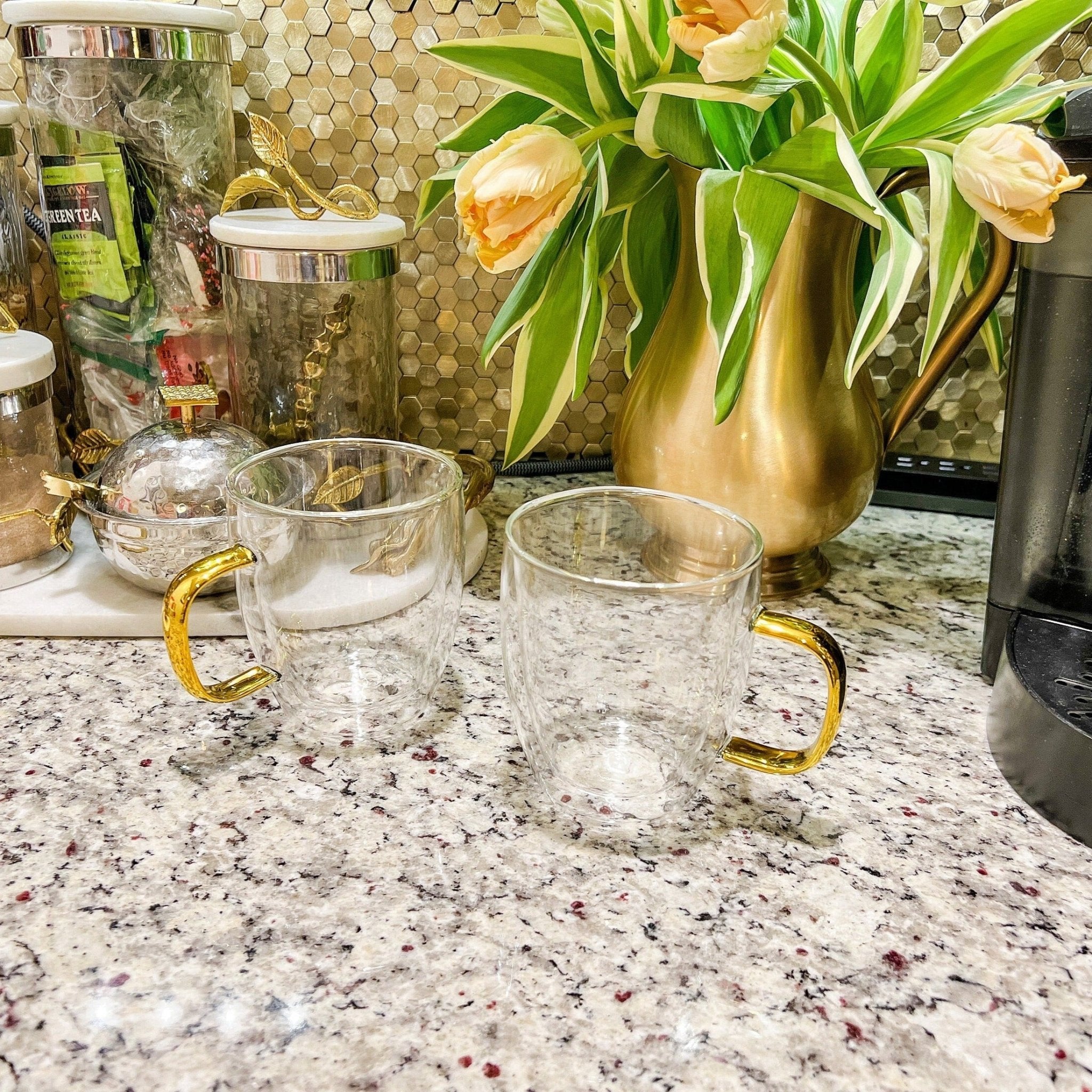 Double Wall Glass Coffee Mugs Set of 2 - 16 Oz, Clear, Microwave