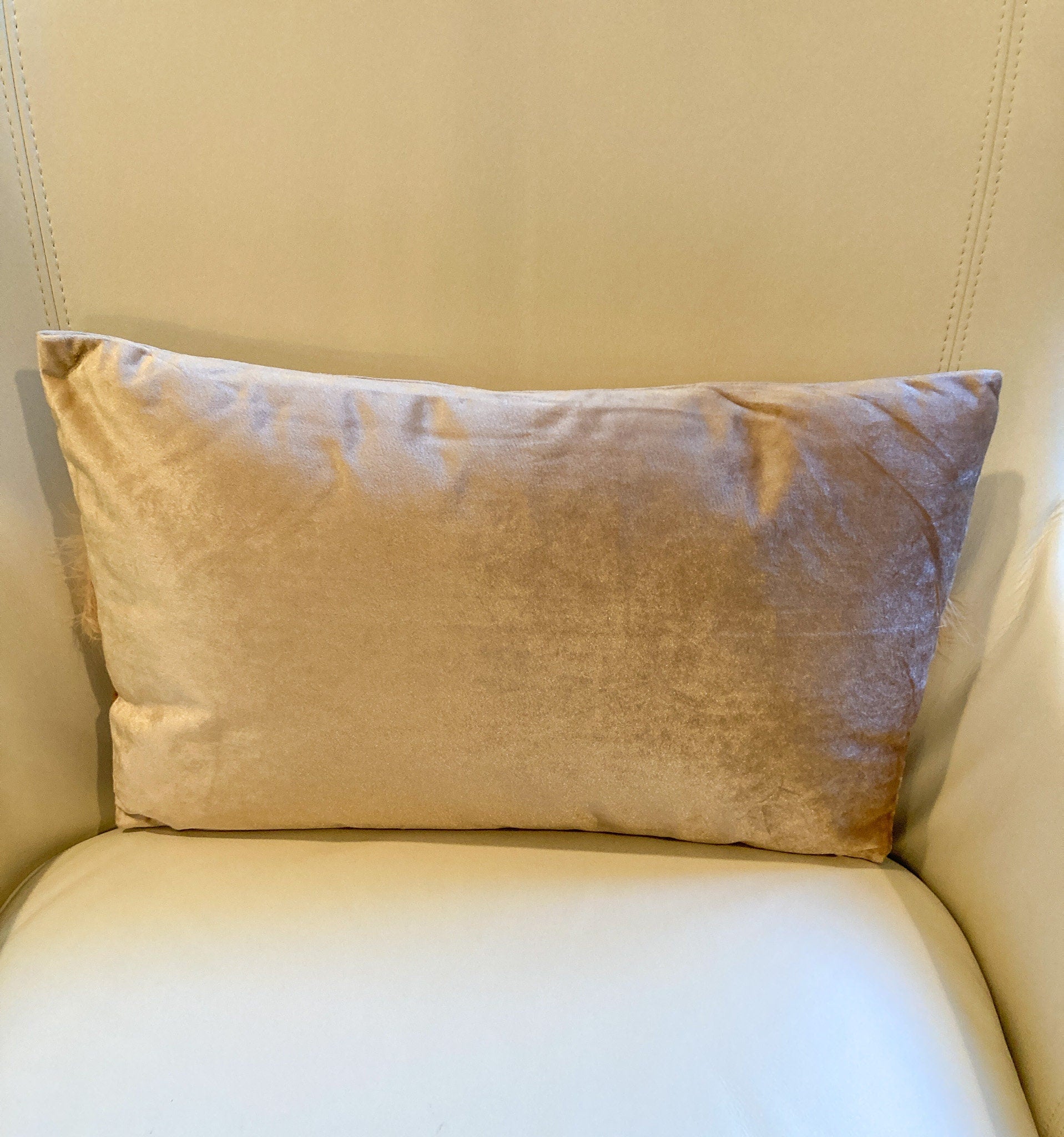 Glam Pillow | Luxury Champagne Velvet Pillow | Lumbar Pillow | Metallic Pillow | Decorative Pillow | Accent Pillow | Housewarming Gift - DiamondValeDecor