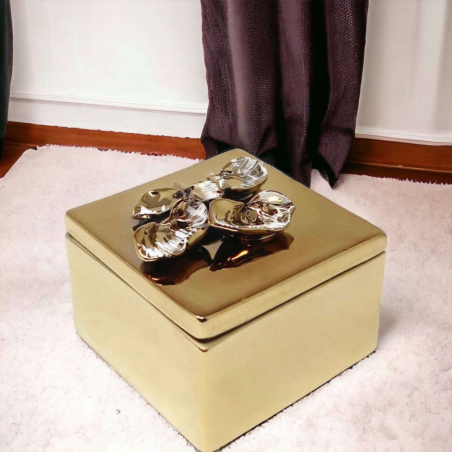 Gold Box with Gold Floral Accent - DiamondVale