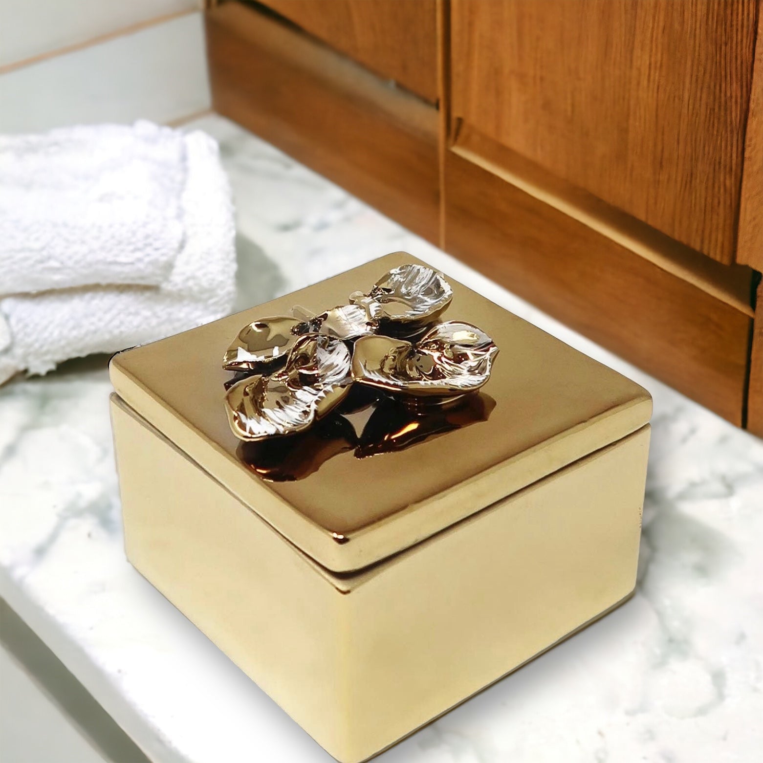 Gold Box with Gold Floral Accent - DiamondVale