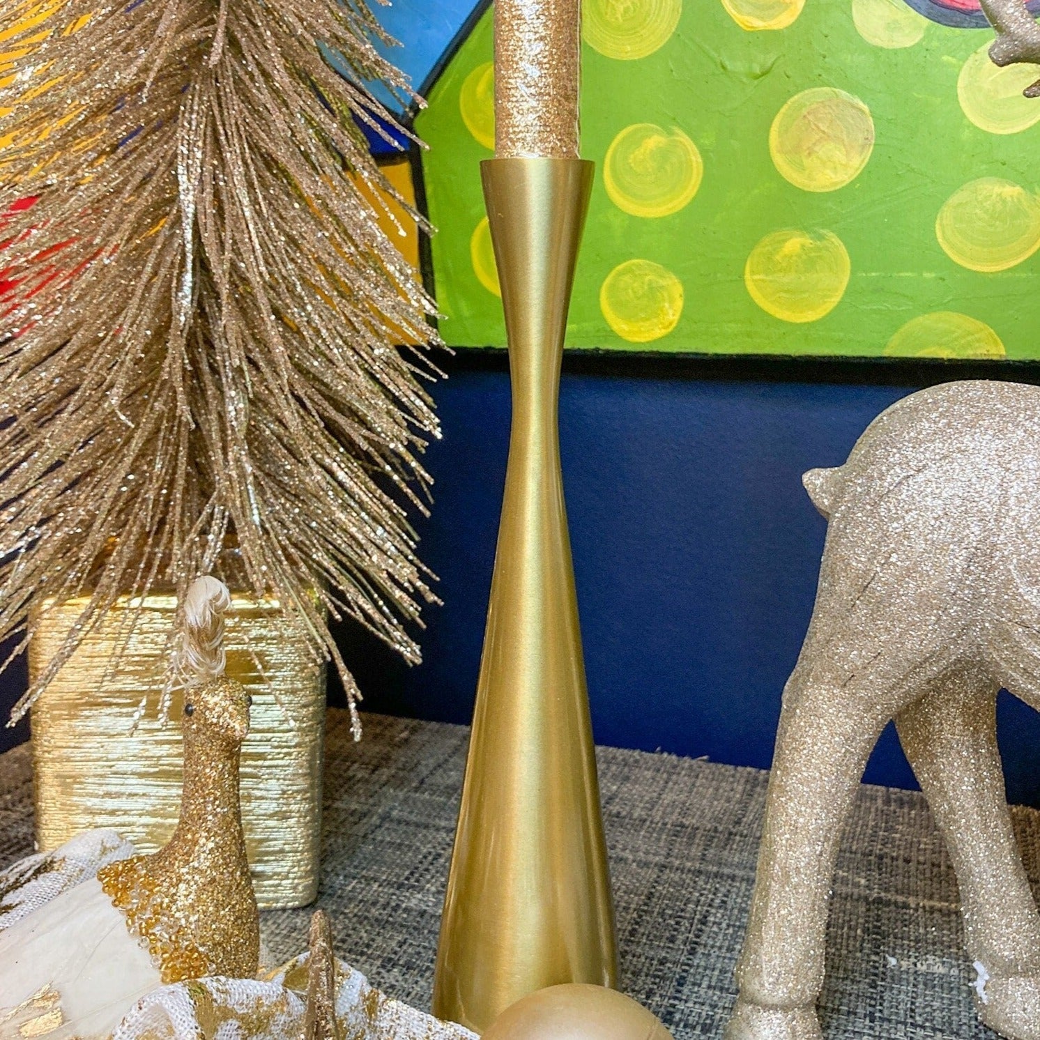 Gold Brass CandleSticks | Coffee Table Decor | Dining Table Centerpiece | Housewarming Gift | Decorative Centerpiece - DiamondValeDecor