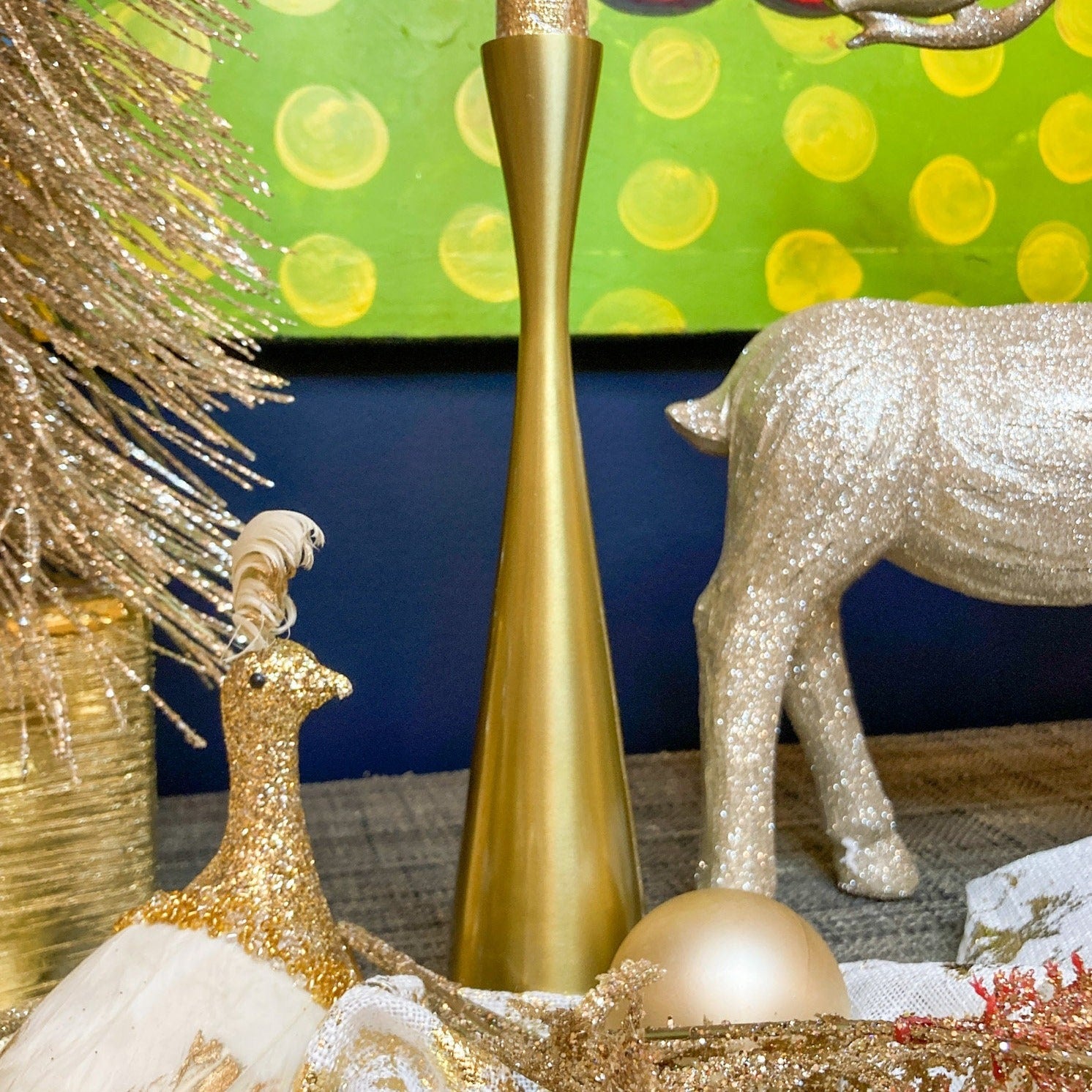 Gold Brass CandleSticks | Coffee Table Decor | Dining Table Centerpiece | Housewarming Gift | Decorative Centerpiece - DiamondValeDecor