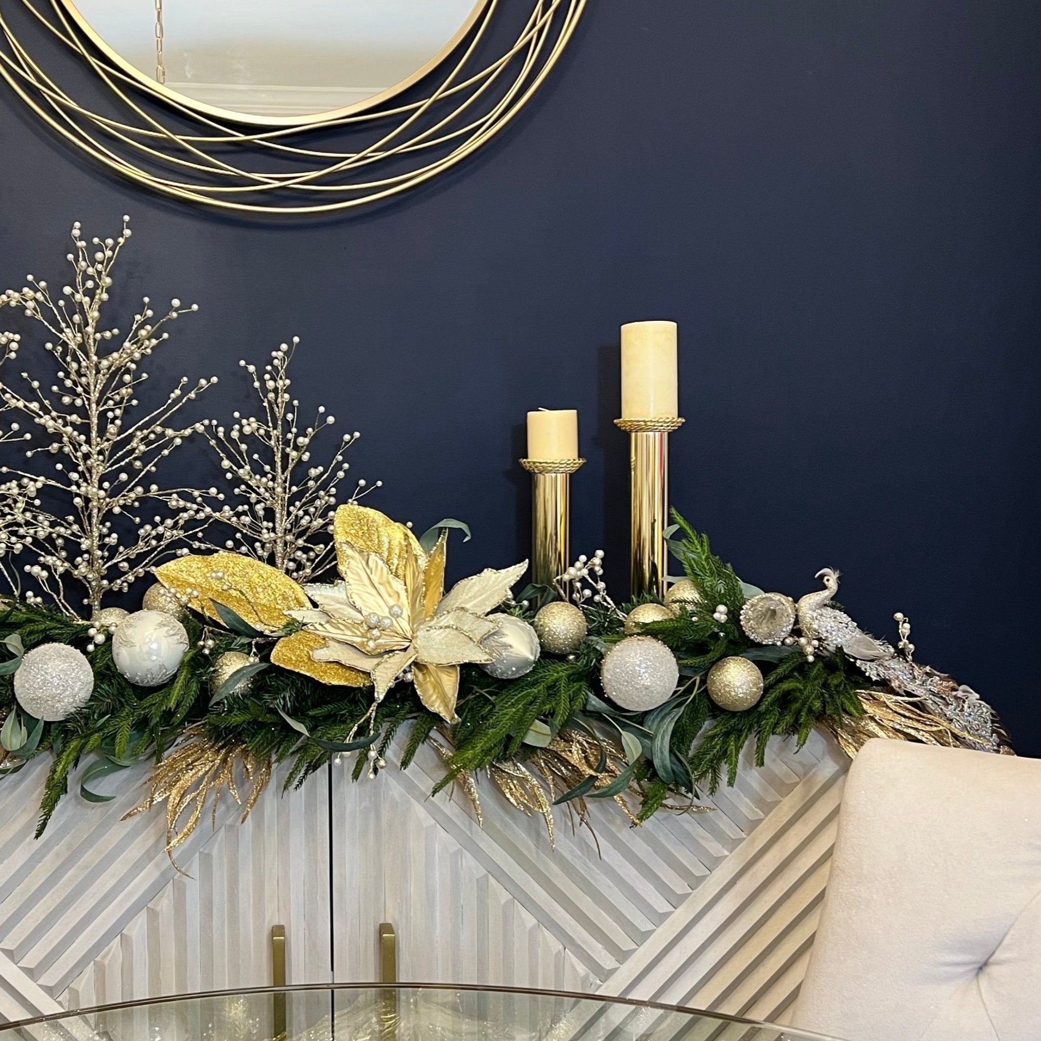 Gold Metal Candle Holder with Marble Base (SM, LG) - DiamondValeDecor