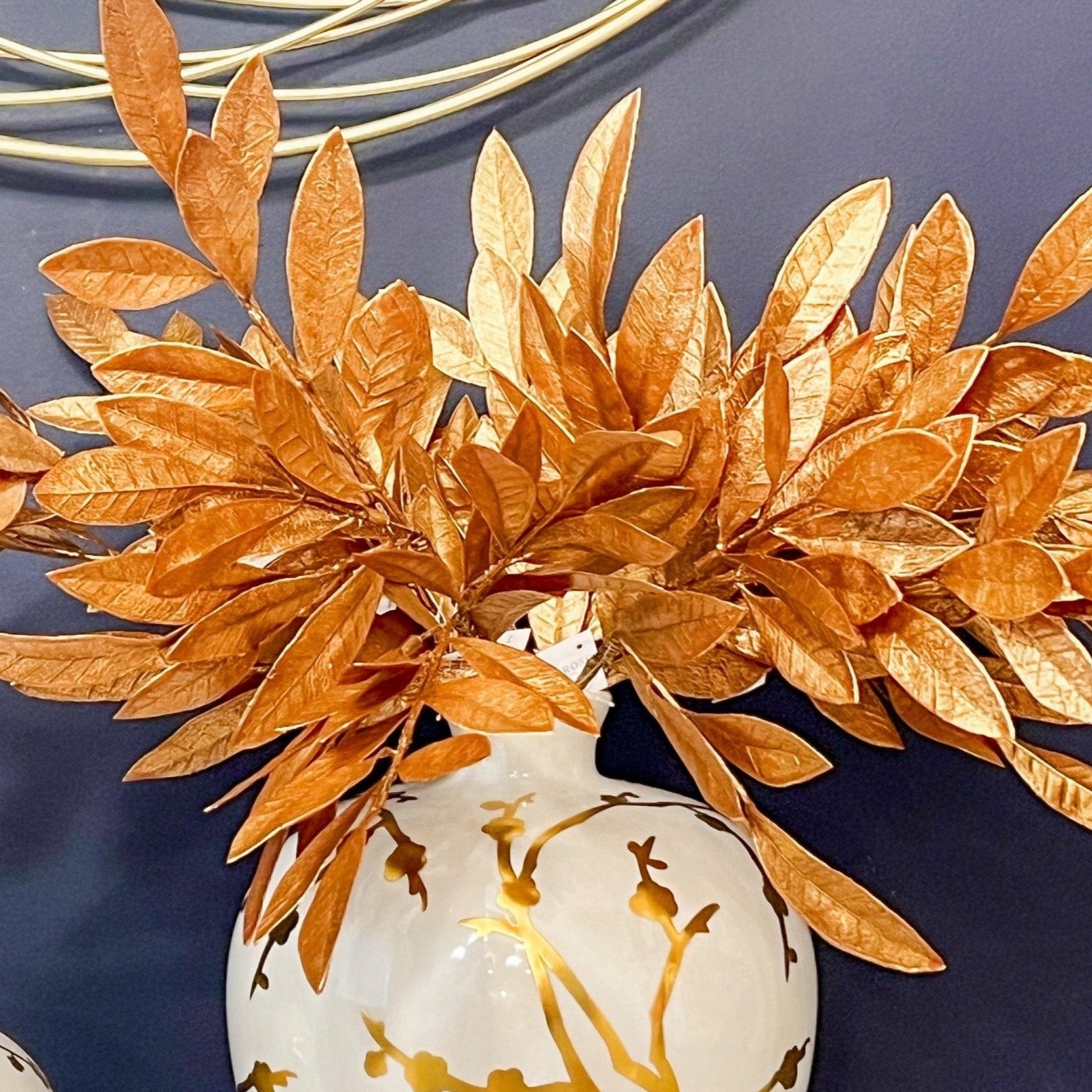 Gold Metallic Bay Leaf Spray (19") - DiamondVale