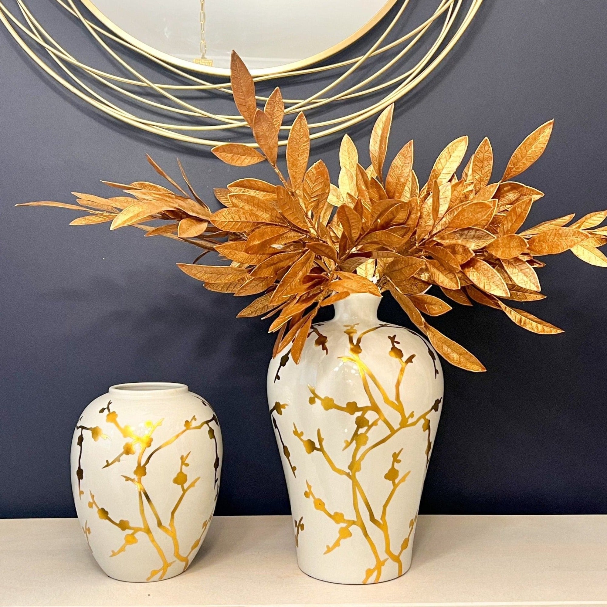 Gold Metallic Bay Leaf Spray (19") - DiamondVale