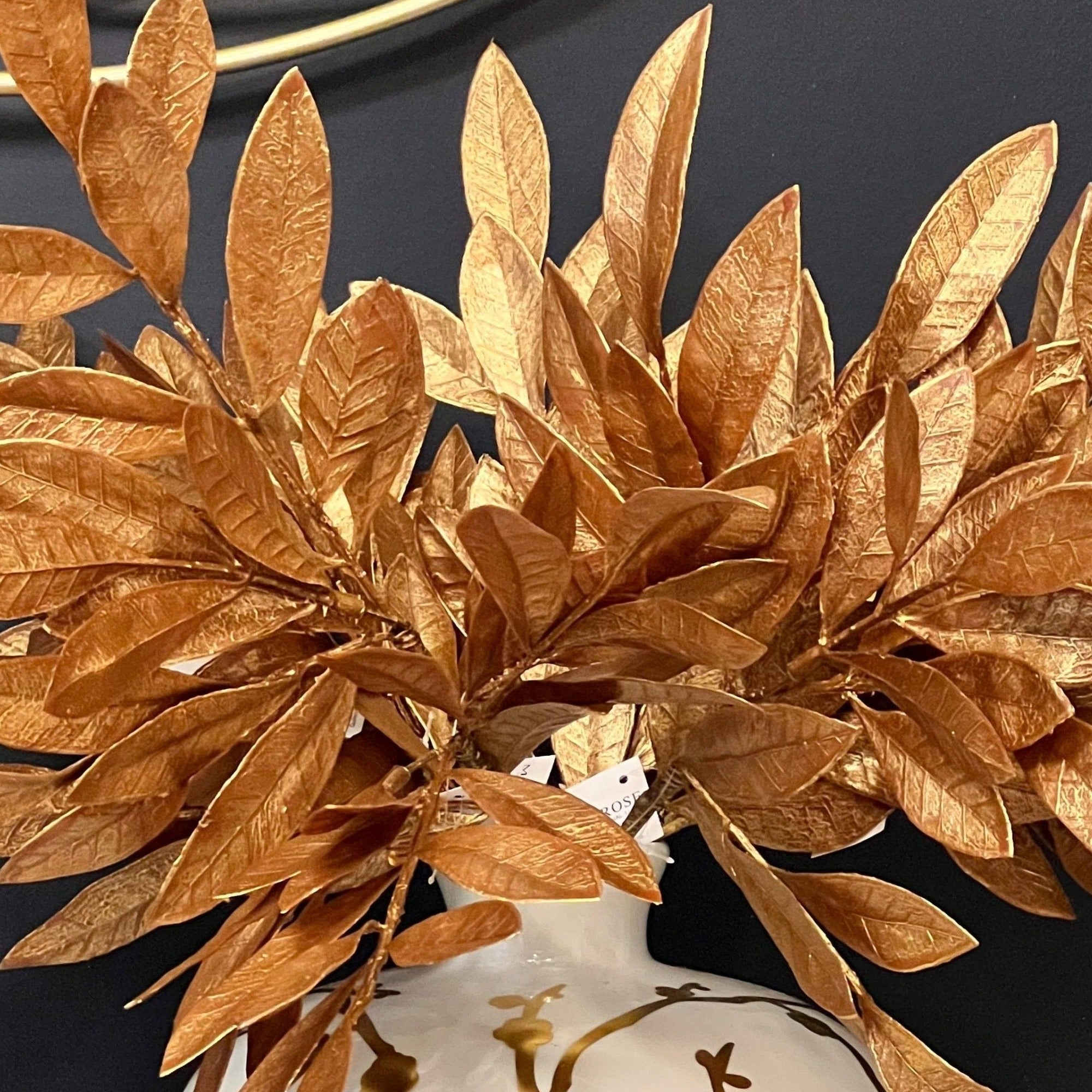 Gold Metallic Bay Leaf Spray (19") - DiamondVale