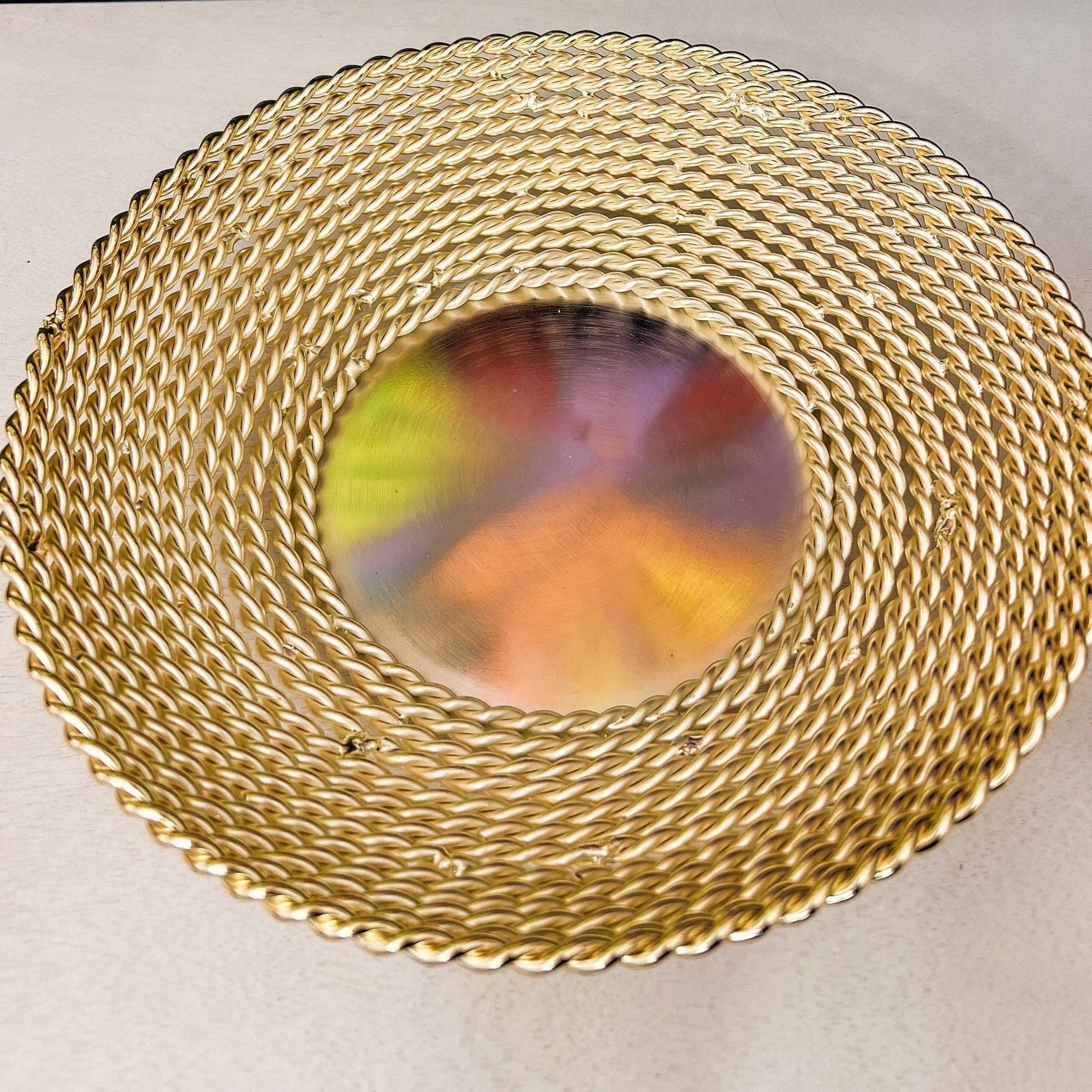 Gold Rope Bowl (10.5") | Large Champagne Bowl | Decorative Tray | Large Brass Tray | Housewarming Gift - DiamondValeDecor