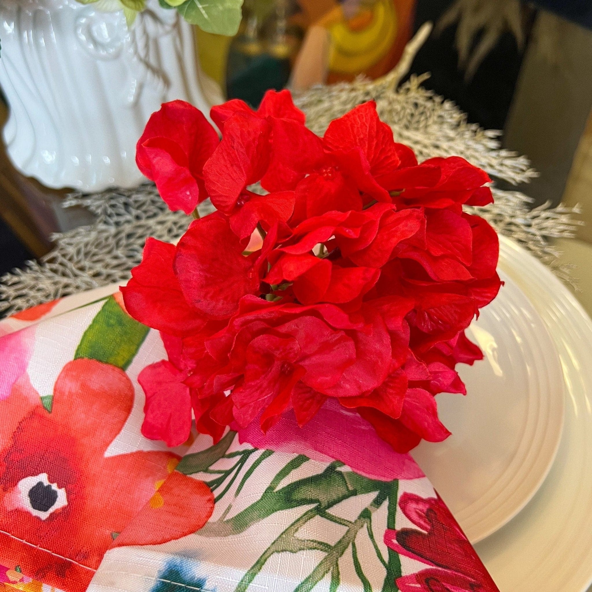 Hydrangea Napkin Ring (7") - Set of 4 | Spring Summer Table Decor | Flower Napkin Ring - DiamondValeDecor