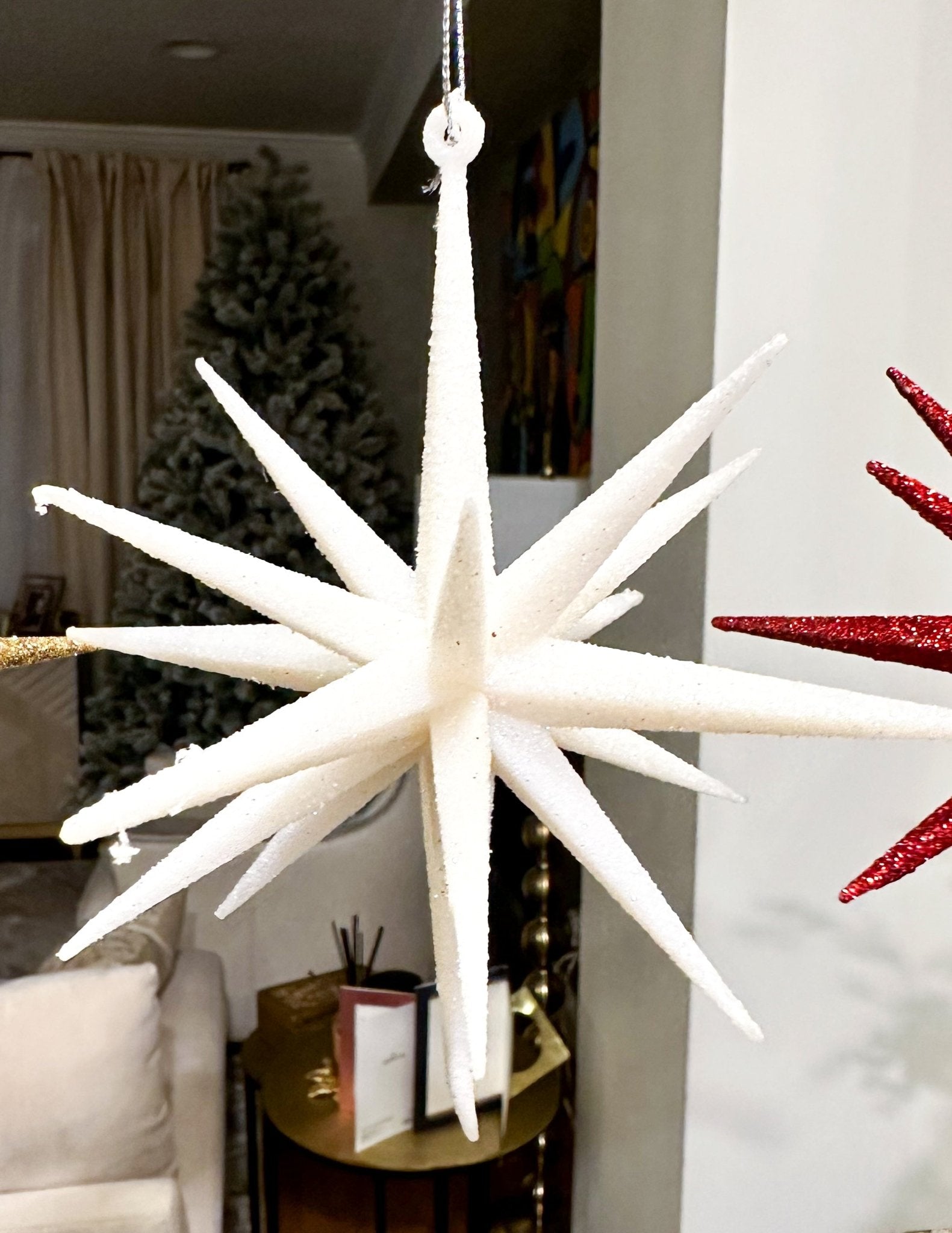 Large Glitter Star Ornament - 6" (Gold, White or Red) - DiamondVale