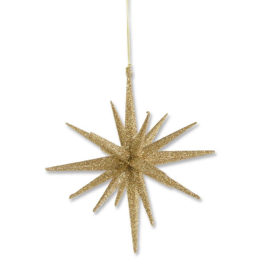 Large Glitter Star Ornament - 6" (White or Gold) - DiamondVale