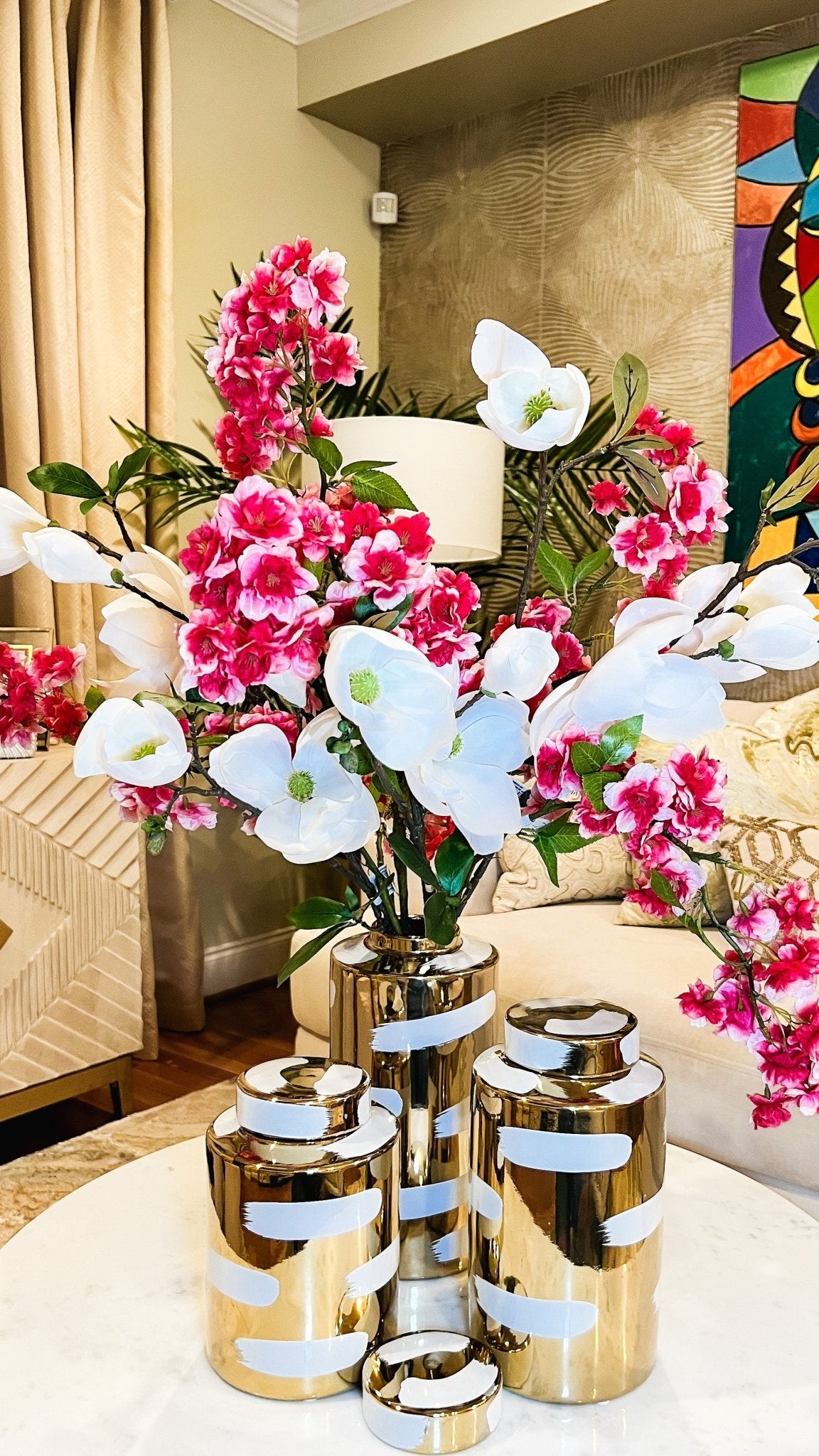 Large White Magnolia Flower Stem (31") - DiamondVale