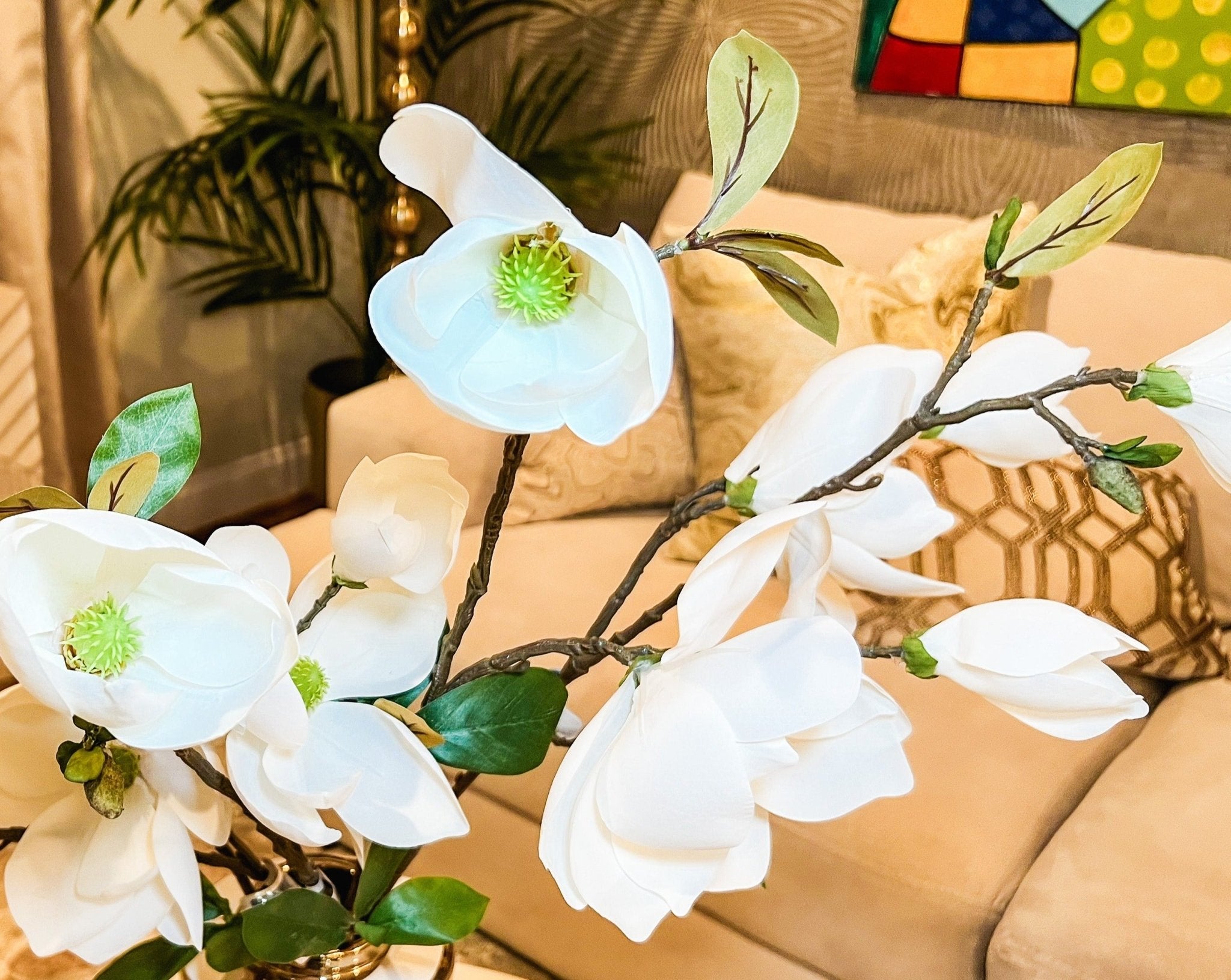 Large White Magnolia Flower Stem (31") - DiamondVale