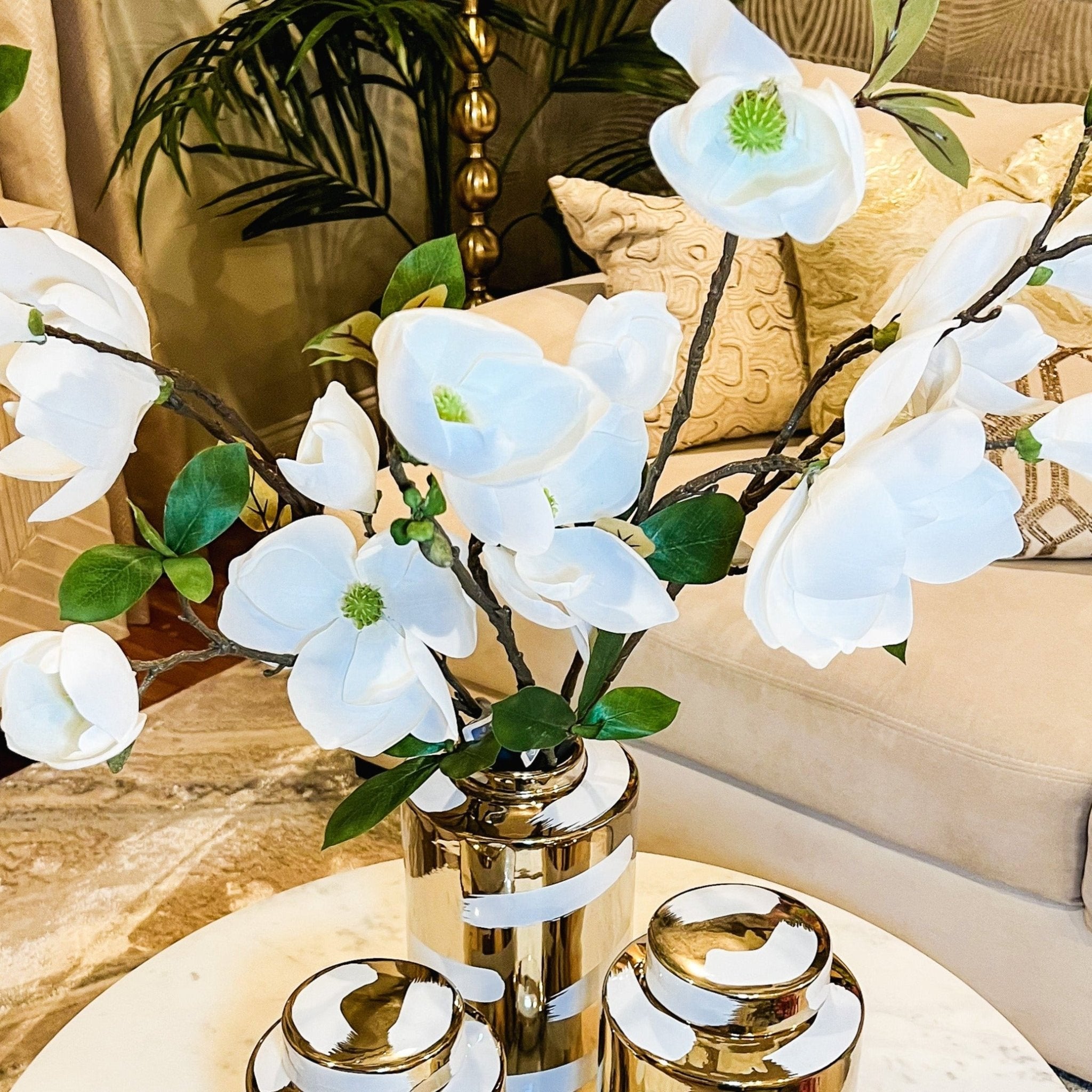 Large White Magnolia Flower Stem (31") - DiamondVale