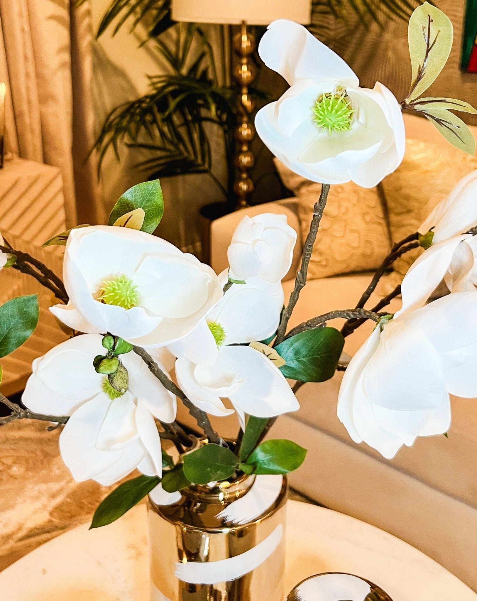 Large White Magnolia Flower Stem (31") - DiamondVale