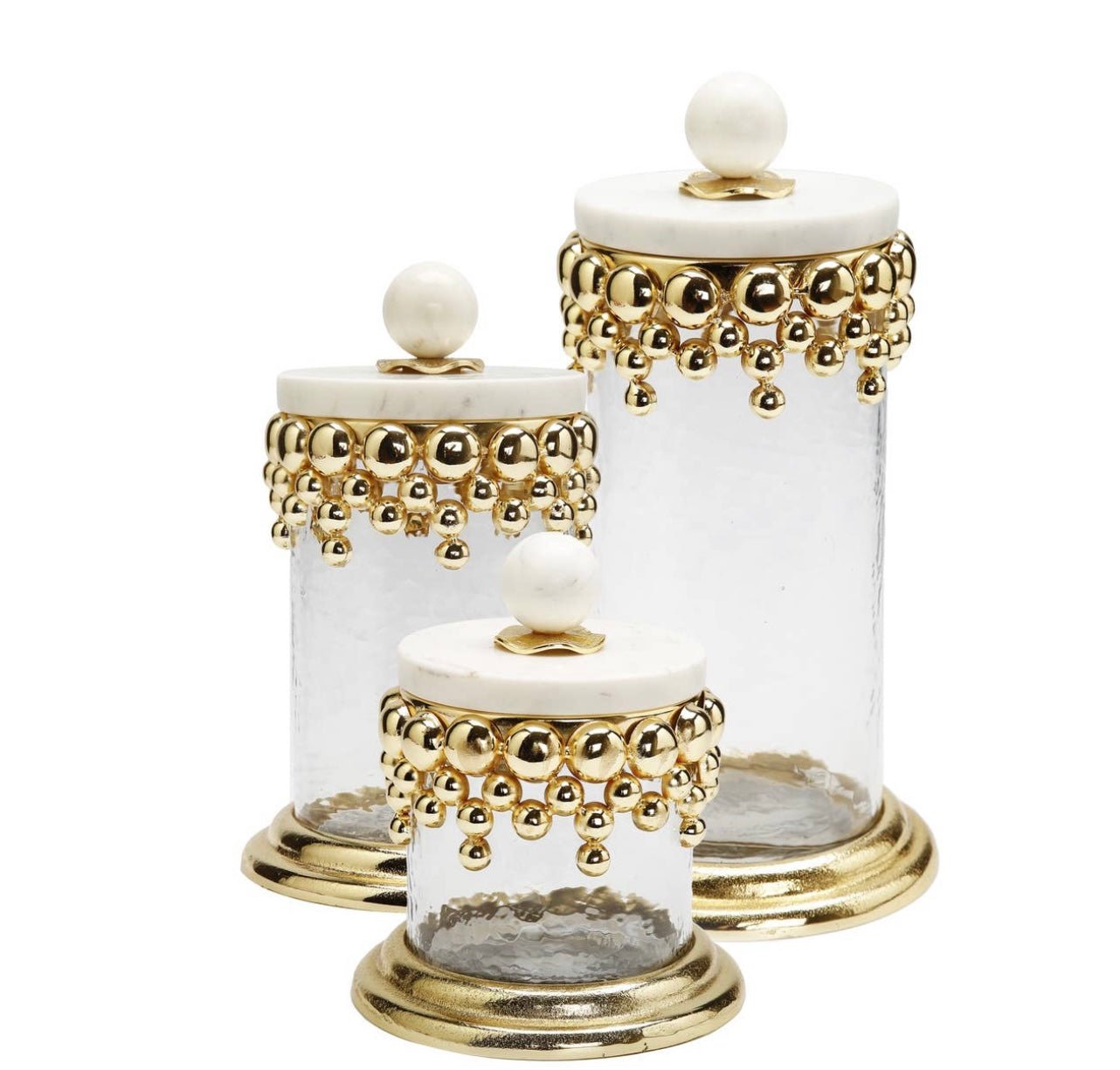  Godinger Canister Storage Container, Glass Storage Canister,  Marble with Gold Band - 4x6 : Home & Kitchen