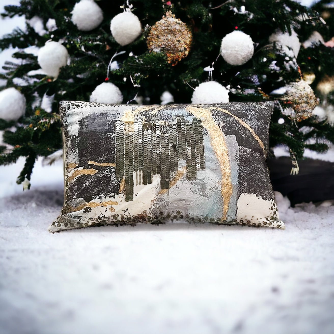 Black sequin pillow hot sale