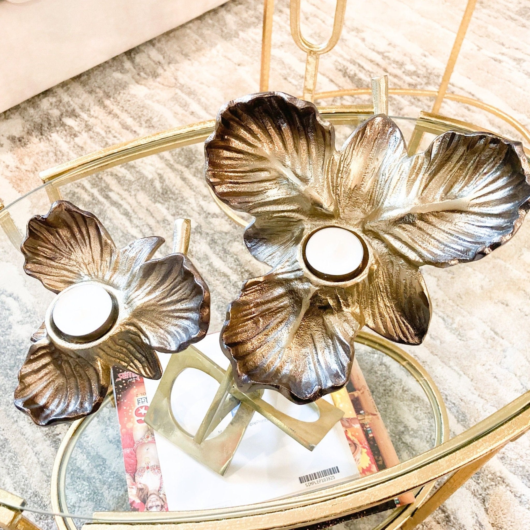 Orchid Tea Light Candle Holder (SM, LG) | Orchid Candle Holder | Decorative Centerpiece | Housewarming Gift - DiamondValeDecor