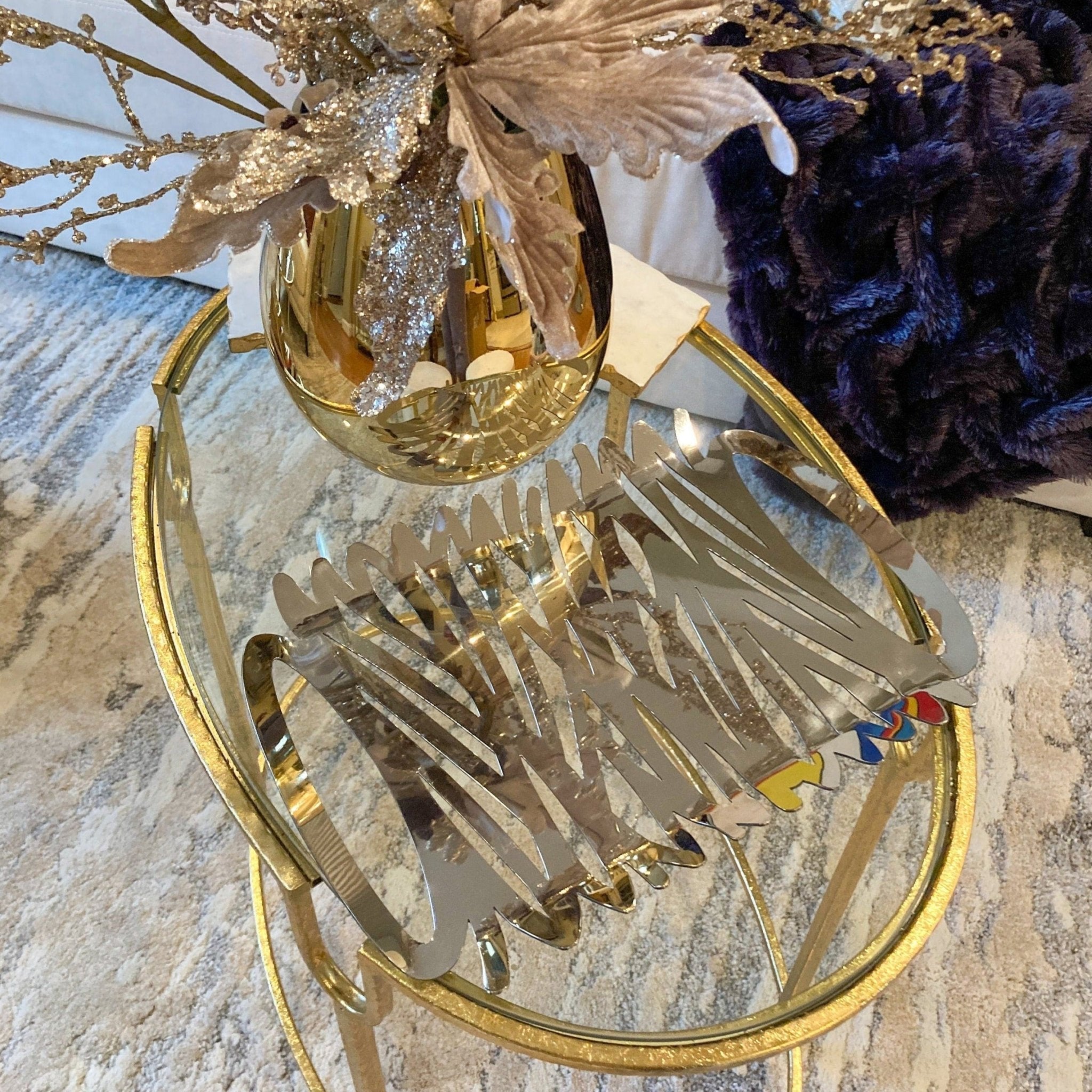 Rectangular Silver Serving Tray | Decorative Tray | Bar Cart Tray | Silver Centerpiece | Snack Tray | Housewarming Gift - DiamondValeDecor