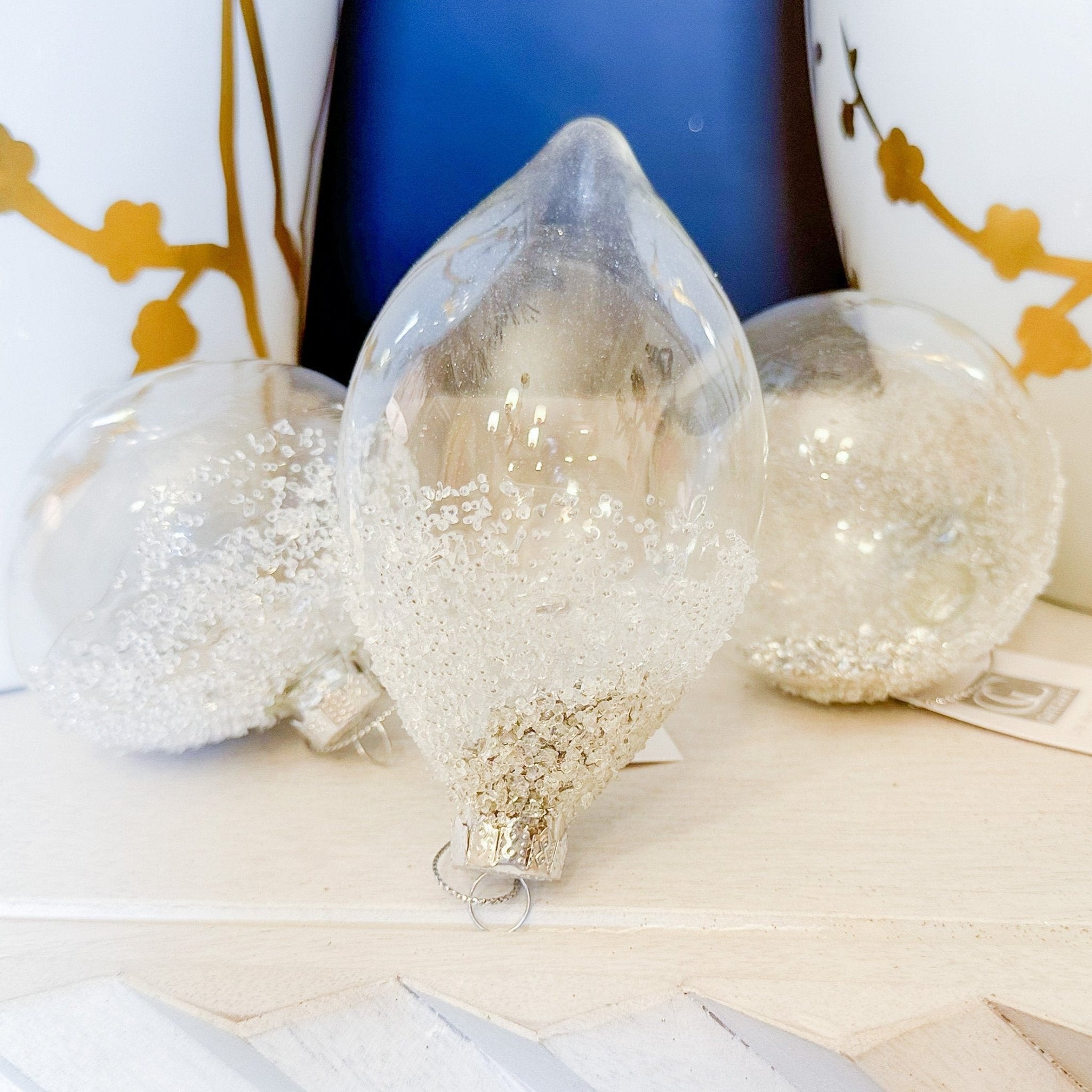 Silver Glass Ornaments (Set of 3) - DiamondVale