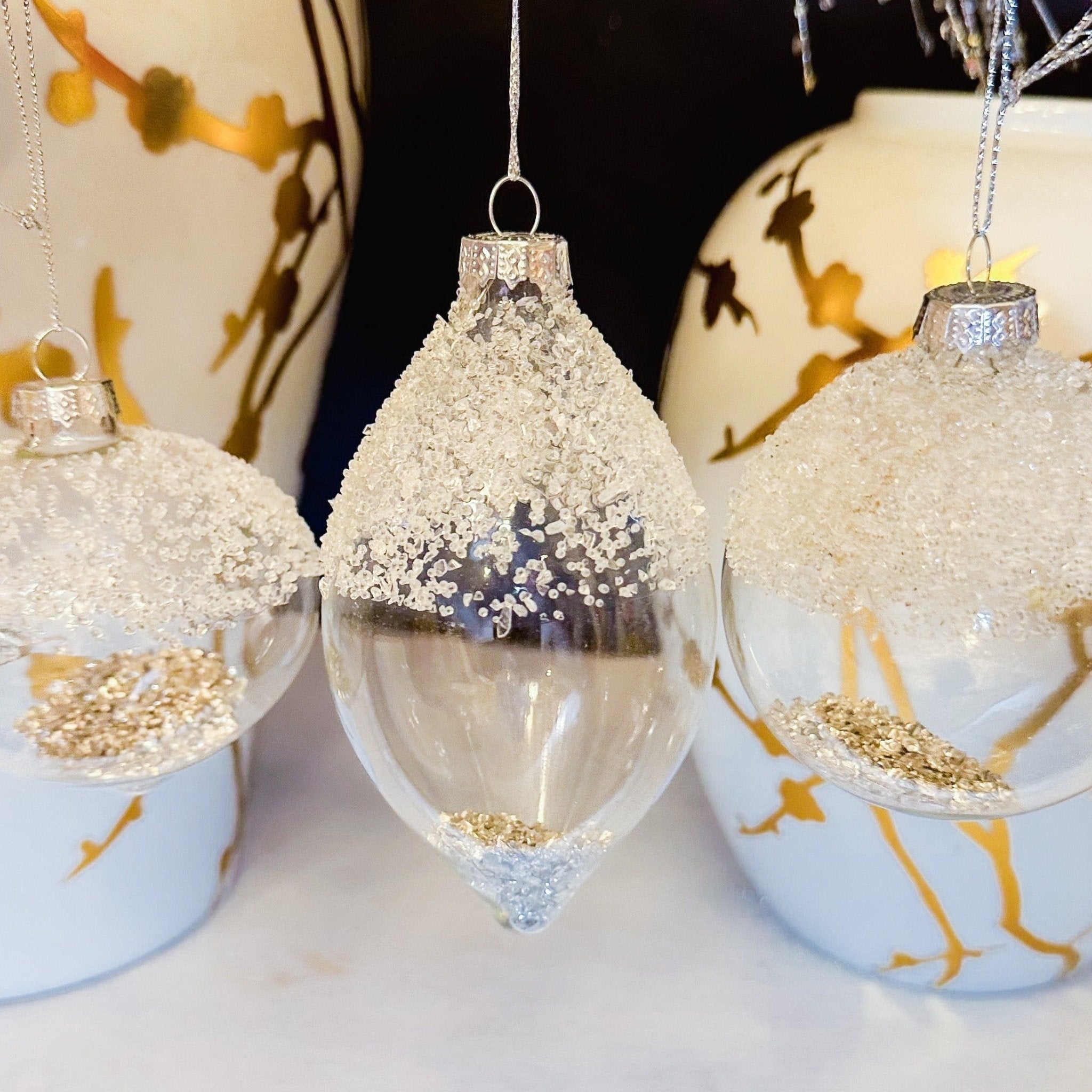 Silver Glass Ornaments (Set of 3) - DiamondVale