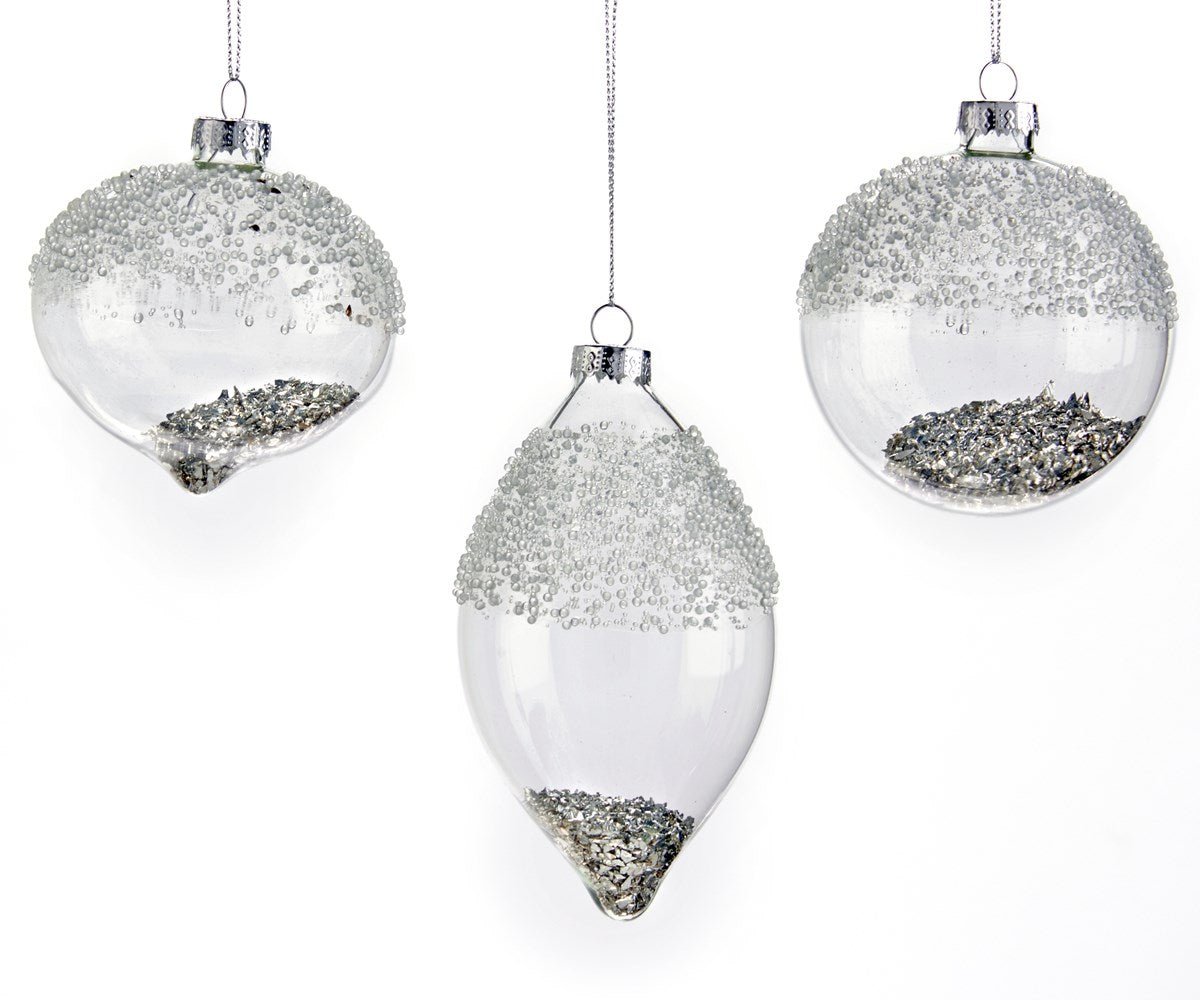 Silver Glass Ornaments (Set of 3) - DiamondVale