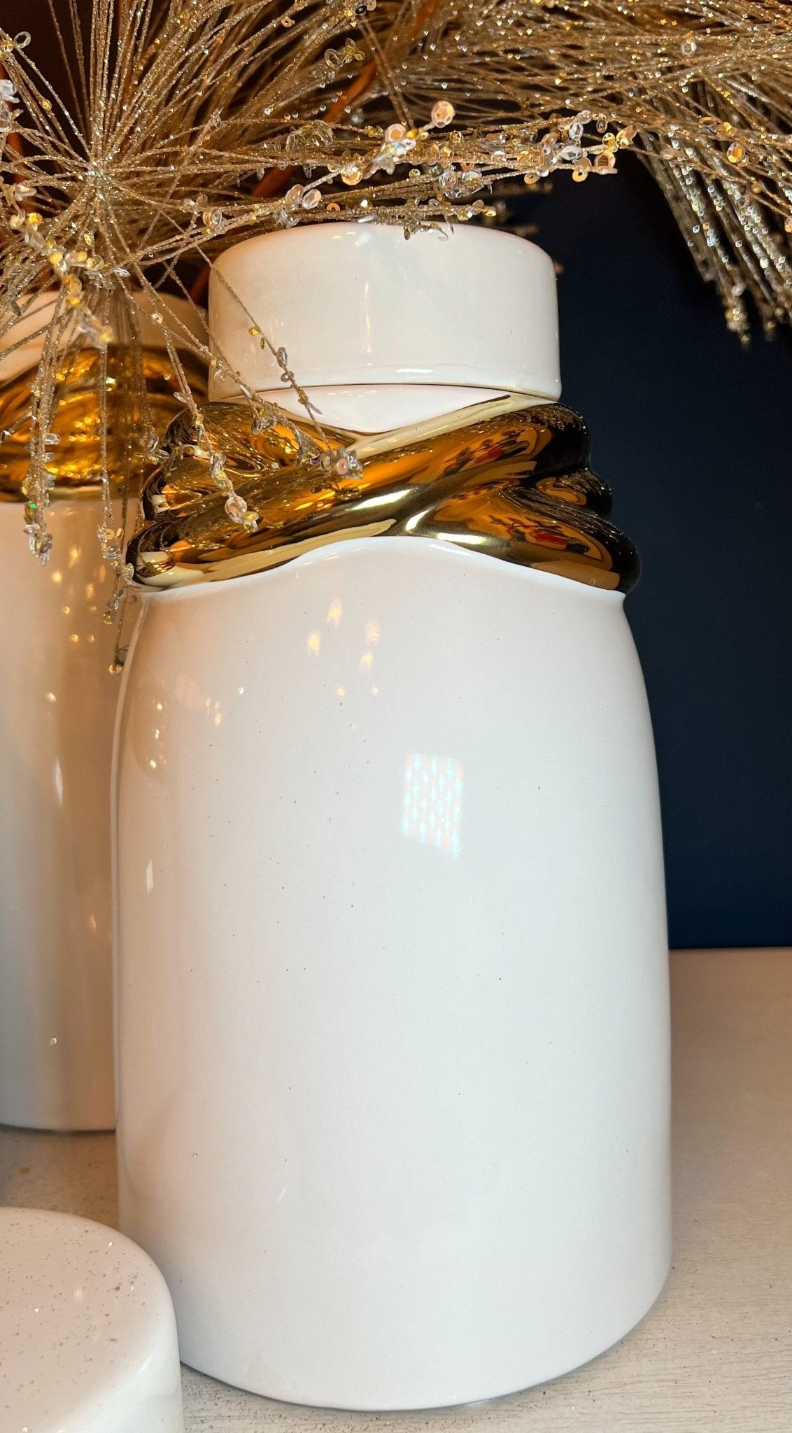 White and Gold Ginger Jar (3 sizes) - DiamondVale