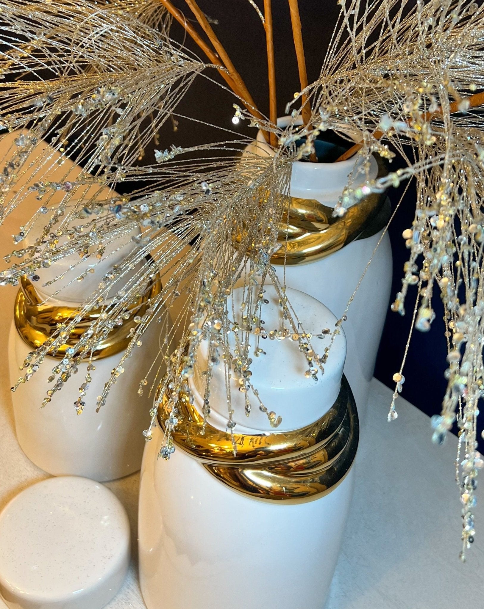 White and Gold Ginger Jar (3 sizes) - DiamondVale