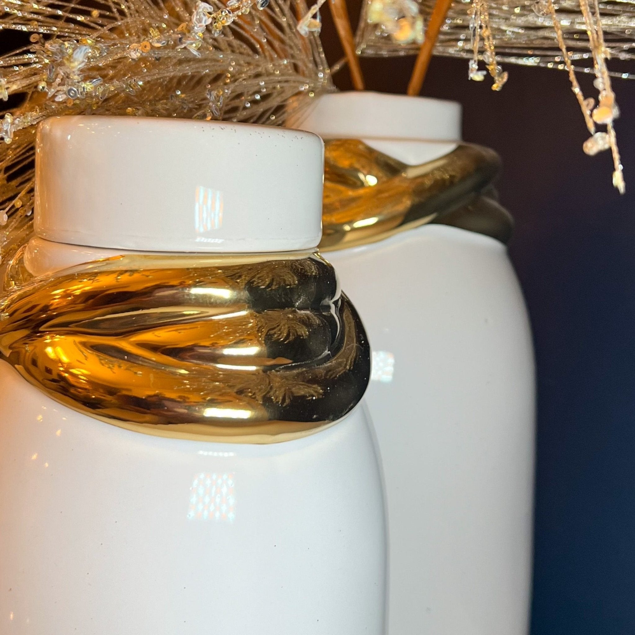 White and Gold Ginger Jar (3 sizes) - DiamondVale