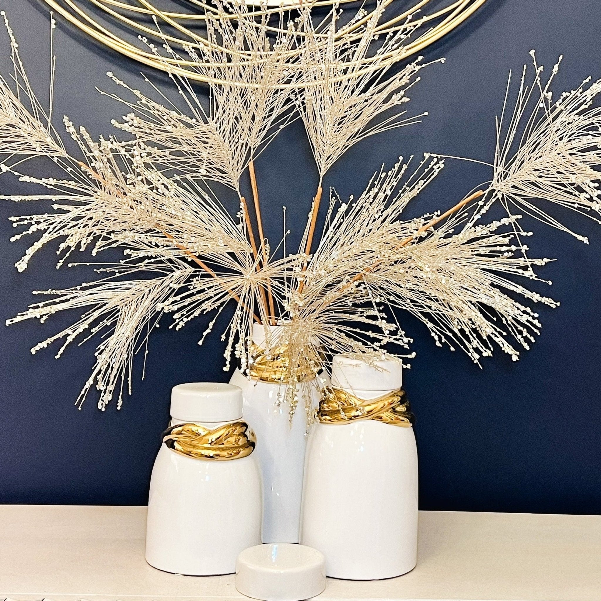 White and Gold Ginger Jar (3 sizes) - DiamondVale