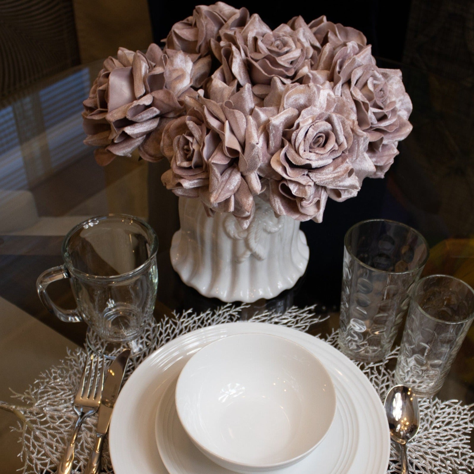 White Cachepot (6.5") | White Vase Centerpiece | Porcelain White Vase | White Flower Vase | Farmhouse Vase | Housewarming Gift - DiamondValeDecor