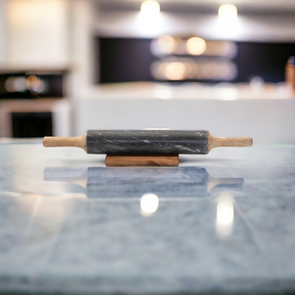 Black Marble Rolling Pin and Holder Set - DiamondVale