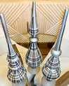 Black, Silver and Gray Tartan Plaid Glass Finials (Set of 3) - DiamondVale
