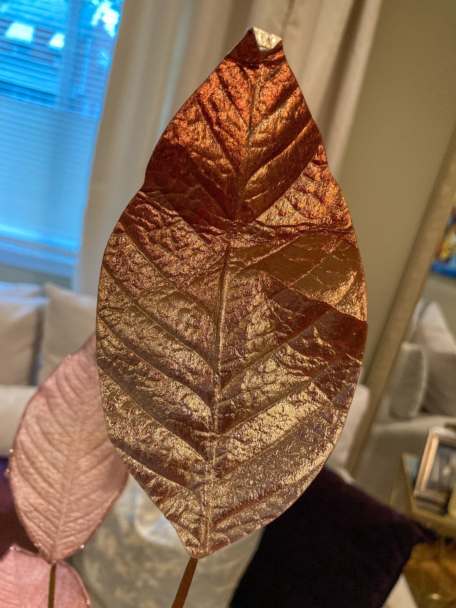 Blush Champagne Metallic Magnolia Leaf (38") - DiamondValeDecor