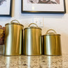 Brushed Gold Metal Canisters/Jars (Set of 3) - DiamondValeDecor
