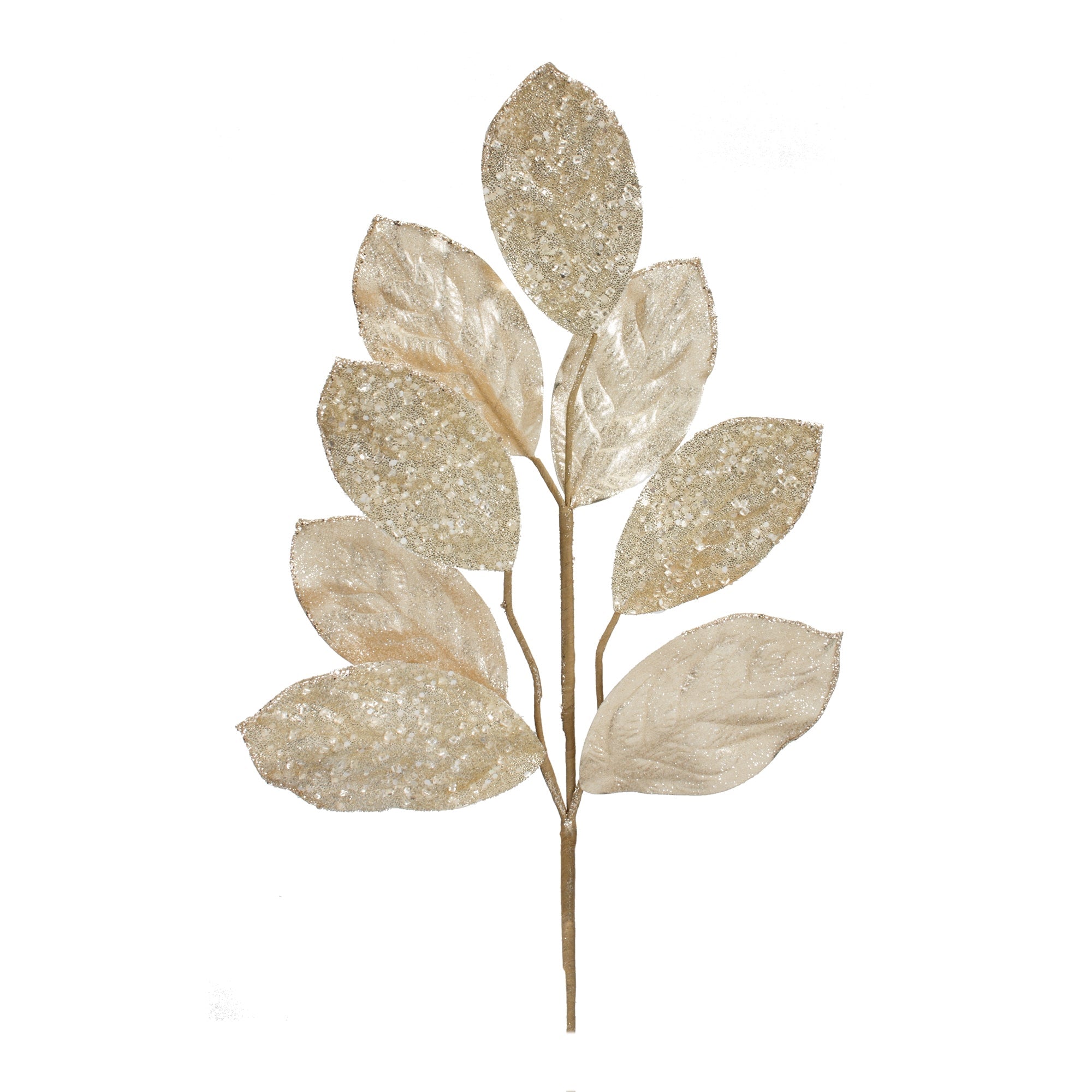 Champagne Jeweled Beaded Magnolia Leaf (28") - DiamondValeDecor