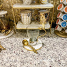 Glass Mug with Silver Base and Gold Pomegranate Detail Handle - DiamondValeDecor