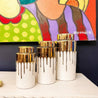 Gold and White Ginger Jar (3 sizes) | Gold Temple Jar | Gold Ginger Jar | Gold Vase Centerpiece | Ginger Jar Vase | Glam Vase | Ginger Jar - DiamondValeDecor