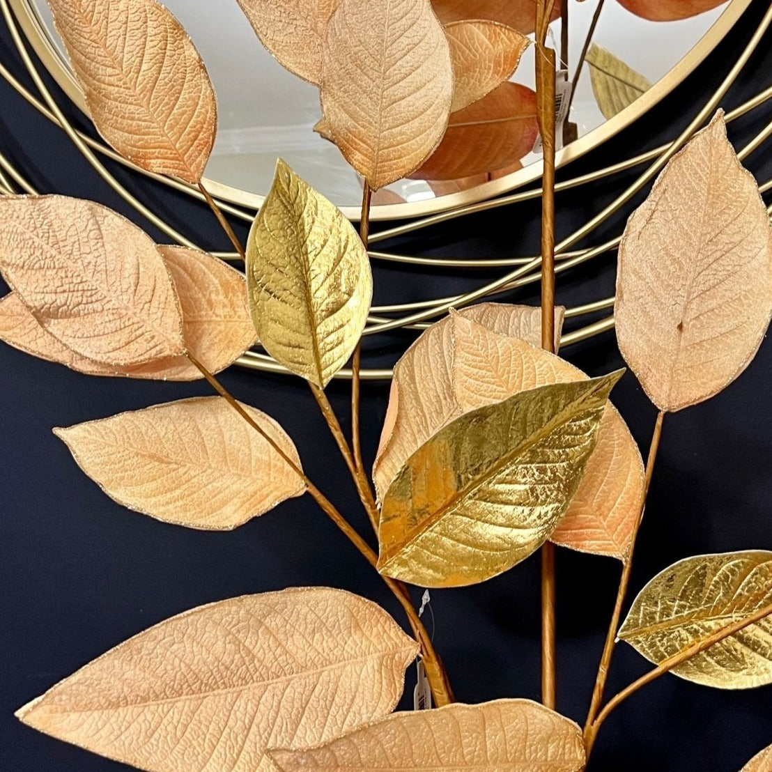 Gold Champagne Metallic Magnolia Leaf (38") - DiamondValeDecor