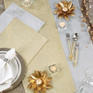 Gold Champagne Shimmer Table Runner (14x72) | Gold Table Decor | Gold Table Linen | Holiday Table Linen | New Home Gift | Glam Home - DiamondValeDecor