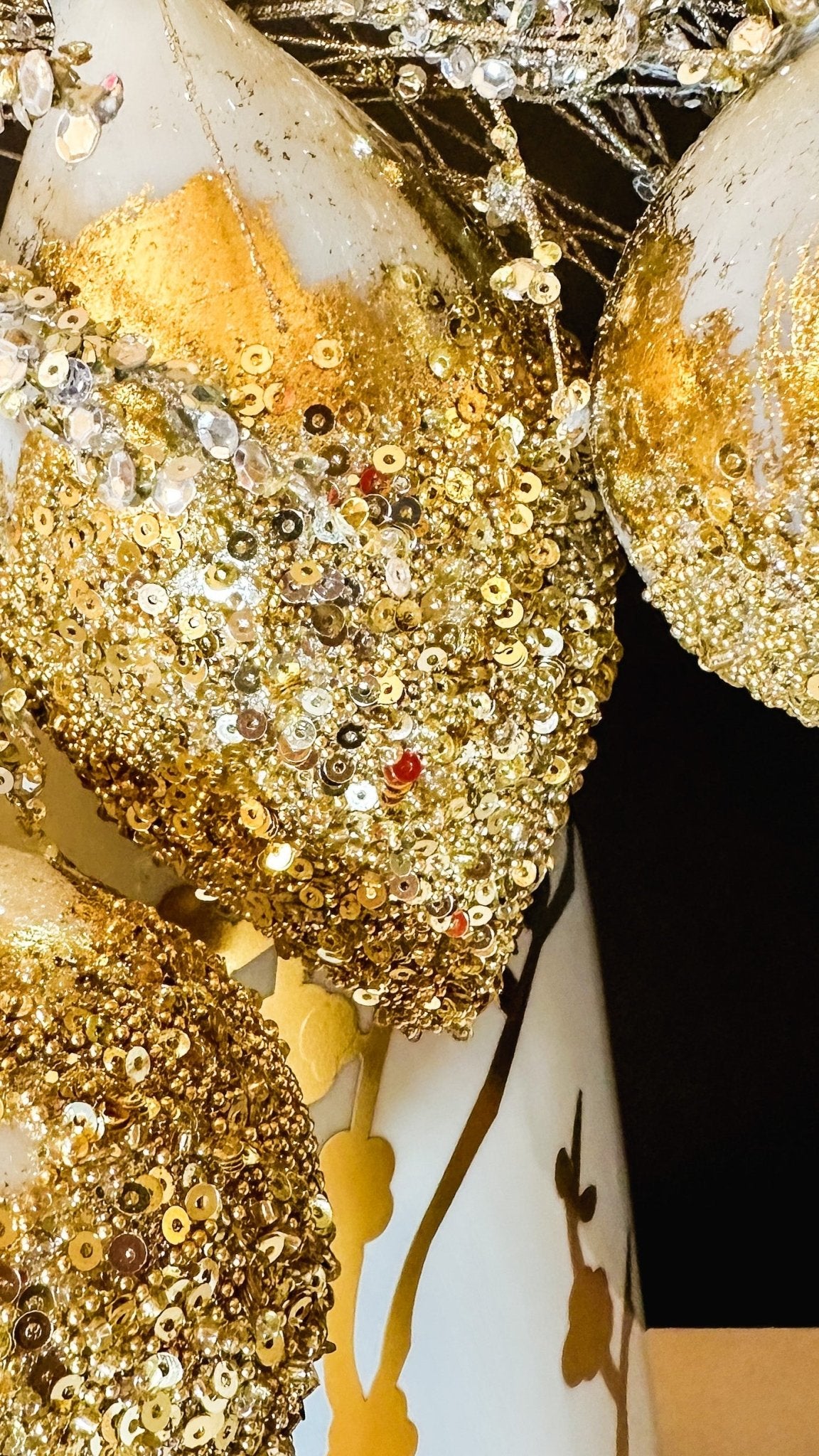 Gold Glittered Glass Ornaments (Set of 3) - DiamondVale