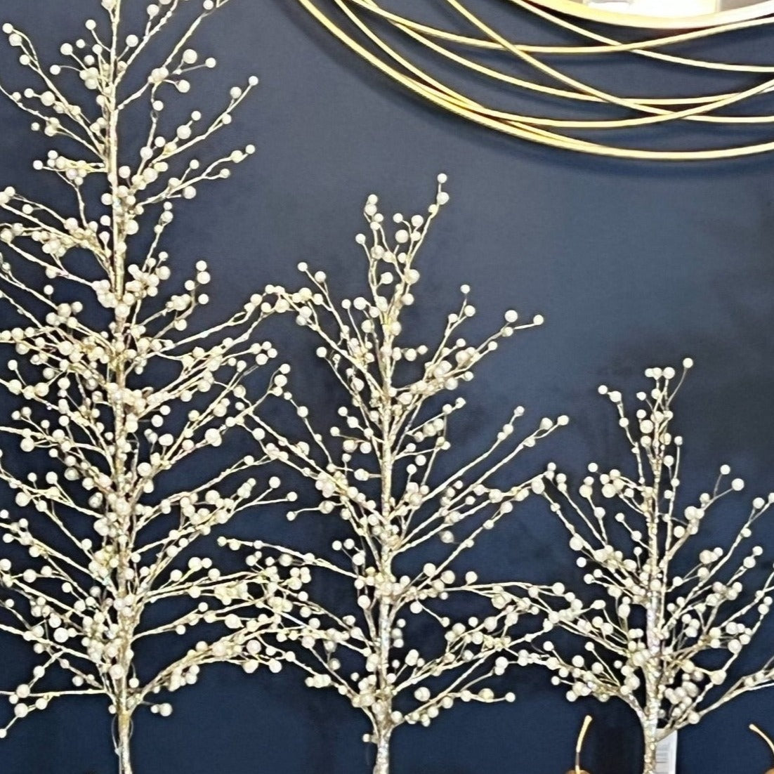 Gold Glittered with Pearl Christmas Tree (18", 24" 33") - DiamondValeDecor