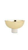 Gold Metal Bowl on White Stone Stand (9.75") | Gold Centerpiece | Large Decorative Bowl | Housewarming Gift | Glam Decor | Pedestal Bowl - DiamondValeDecor