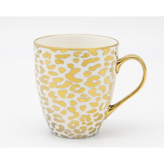 Gold Metallic Animal Pattern Print Coffee Mug (19oz) | Coffee Cup | Coffee Lovers Gift | Ceramic Mug | Glam Coffee | Gold Coffee - DiamondValeDecor
