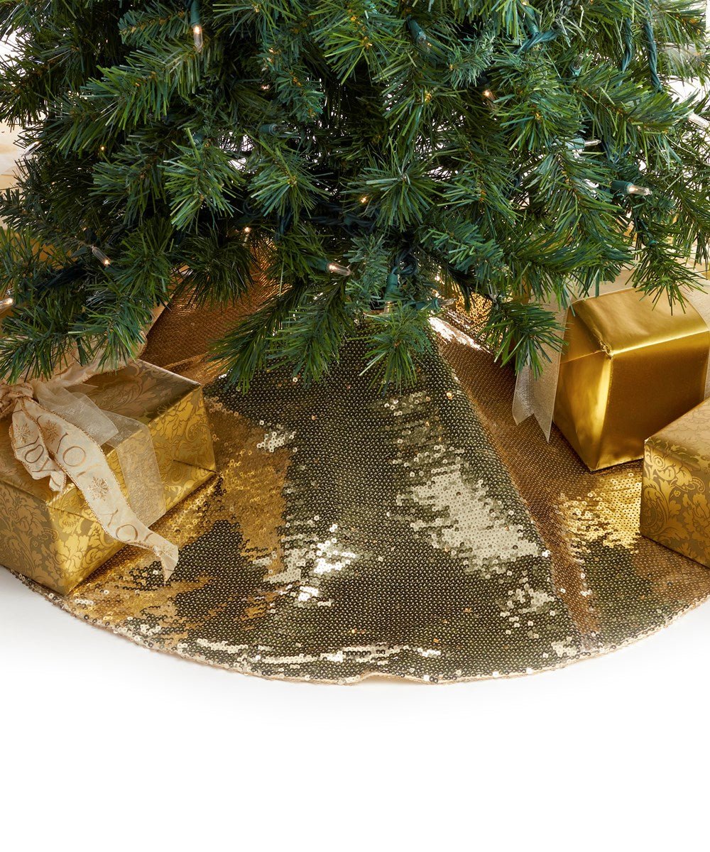 Gold Sequin Glitter Christmas Tree Skirt (36") - DiamondVale