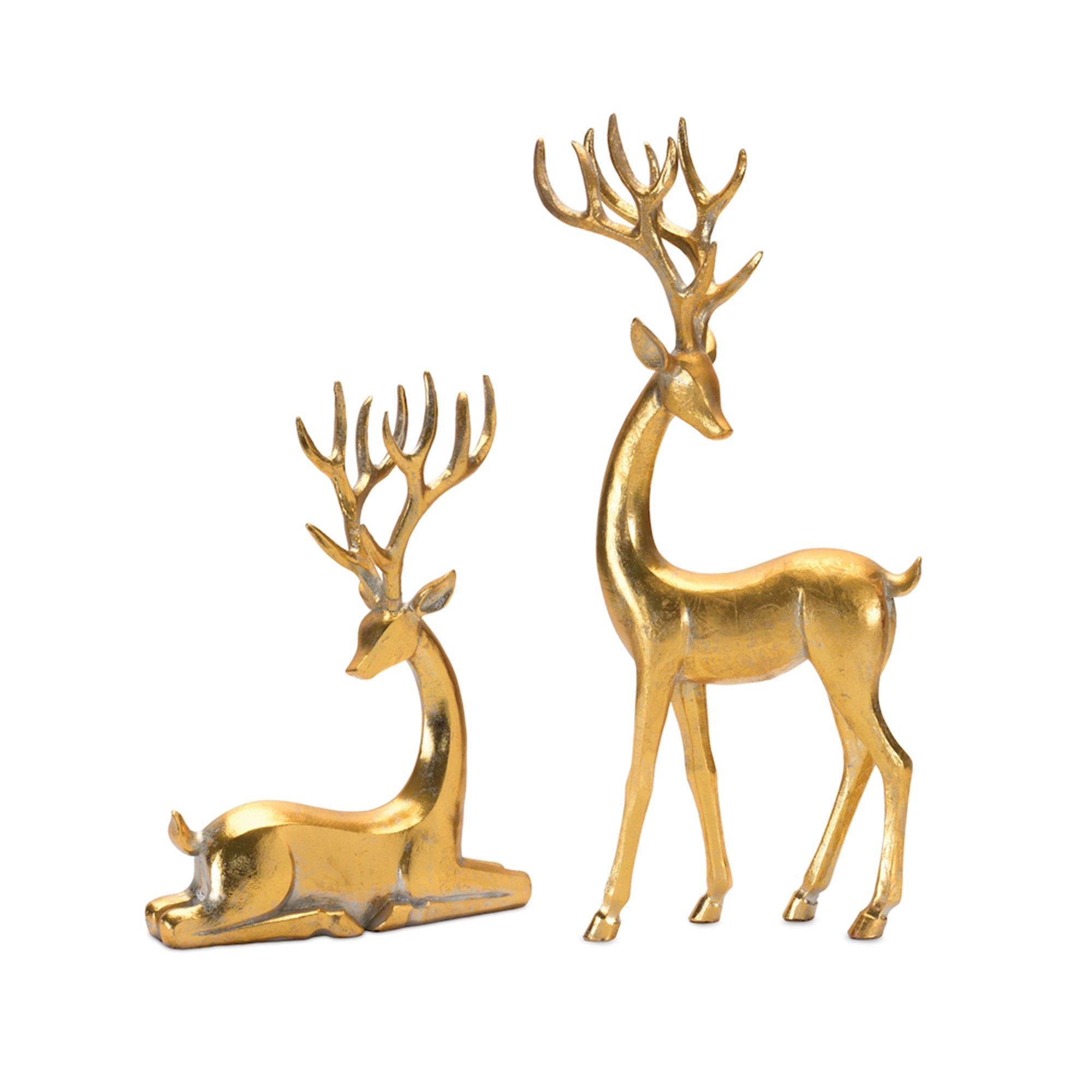 Gold Shiny Resin Reindeer (Set of 2) - DiamondVale