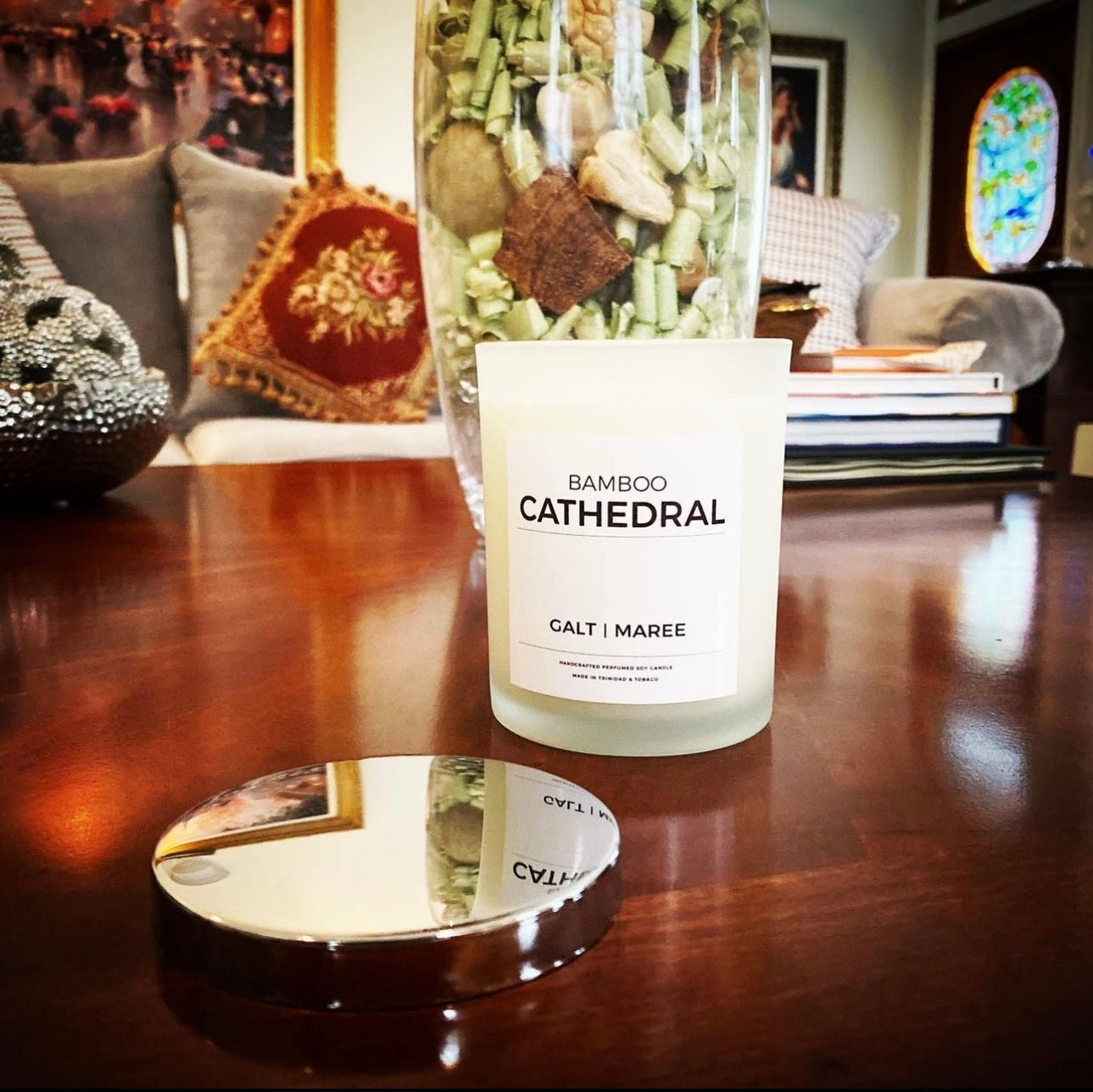 Handmade Soy Candle in Bamboo and Green Tea Scent | Bamboo Cathedral (12.5 oz) - DiamondVale