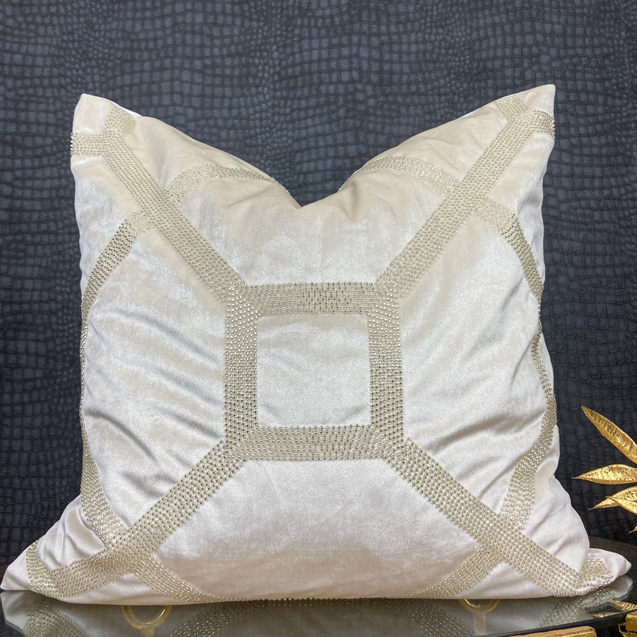 Ivory Velvet 20x20 Pillow Cover