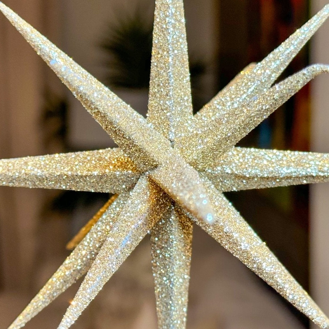 Large Glitter Star Ornament - 6" (Gold, White or Red) - DiamondVale
